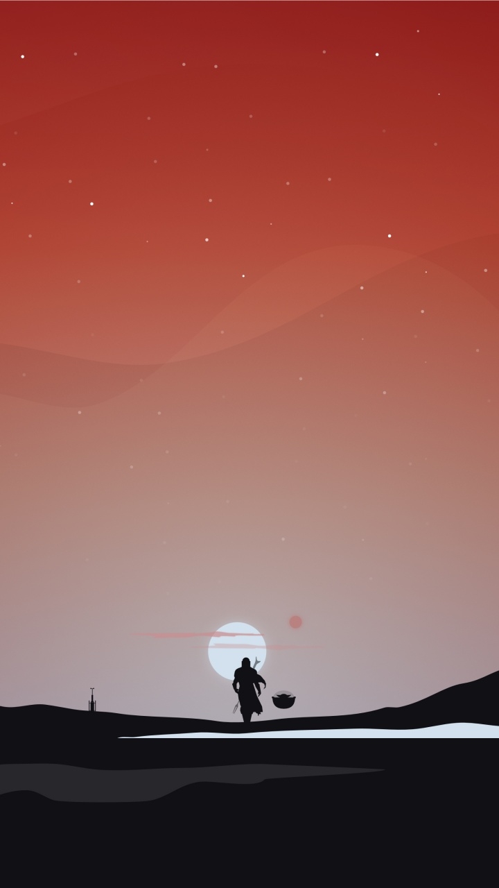 720x1280 The Mandalorian Wallpaper 4K, Star Wars, Dark, Red Sky, Phone