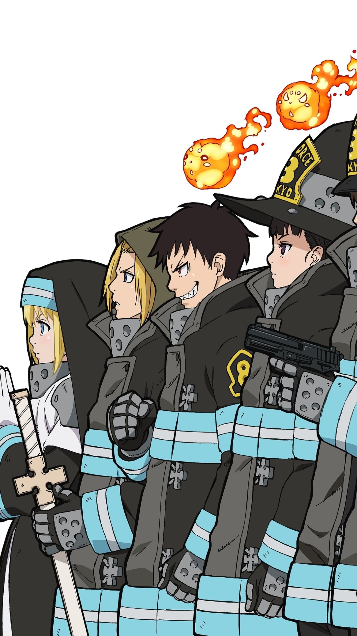 1440x2560 Wallpaper / Anime Fire Force Phone Wallpaper, Shinra Kusakabe, Iris (Fire Force), Arthur Boyle, Maki Oze,  free download, Phone