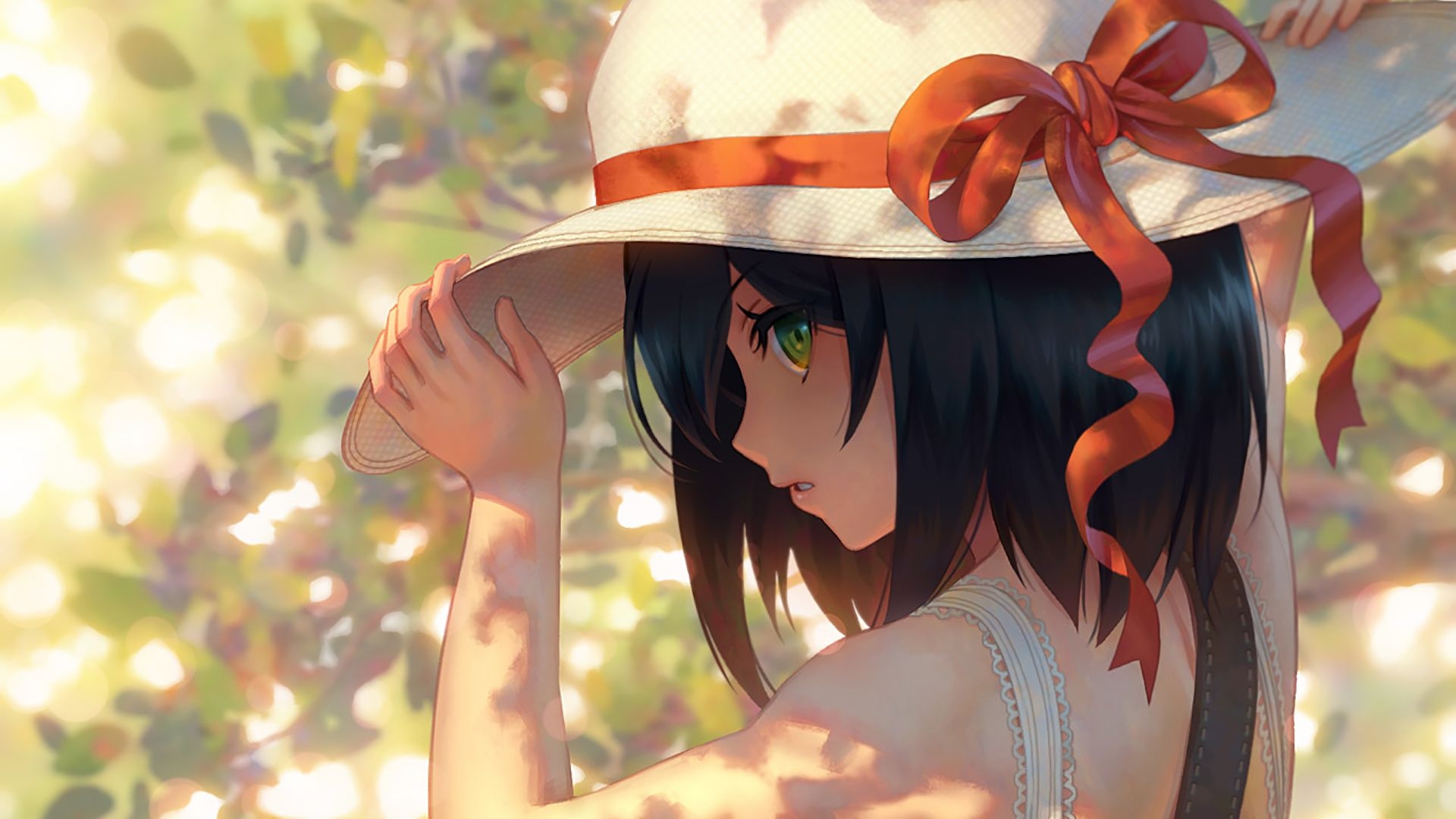 1920x1080 Girl With Hat Wallpaper Woman With Black Hair Short Hair, Desktop