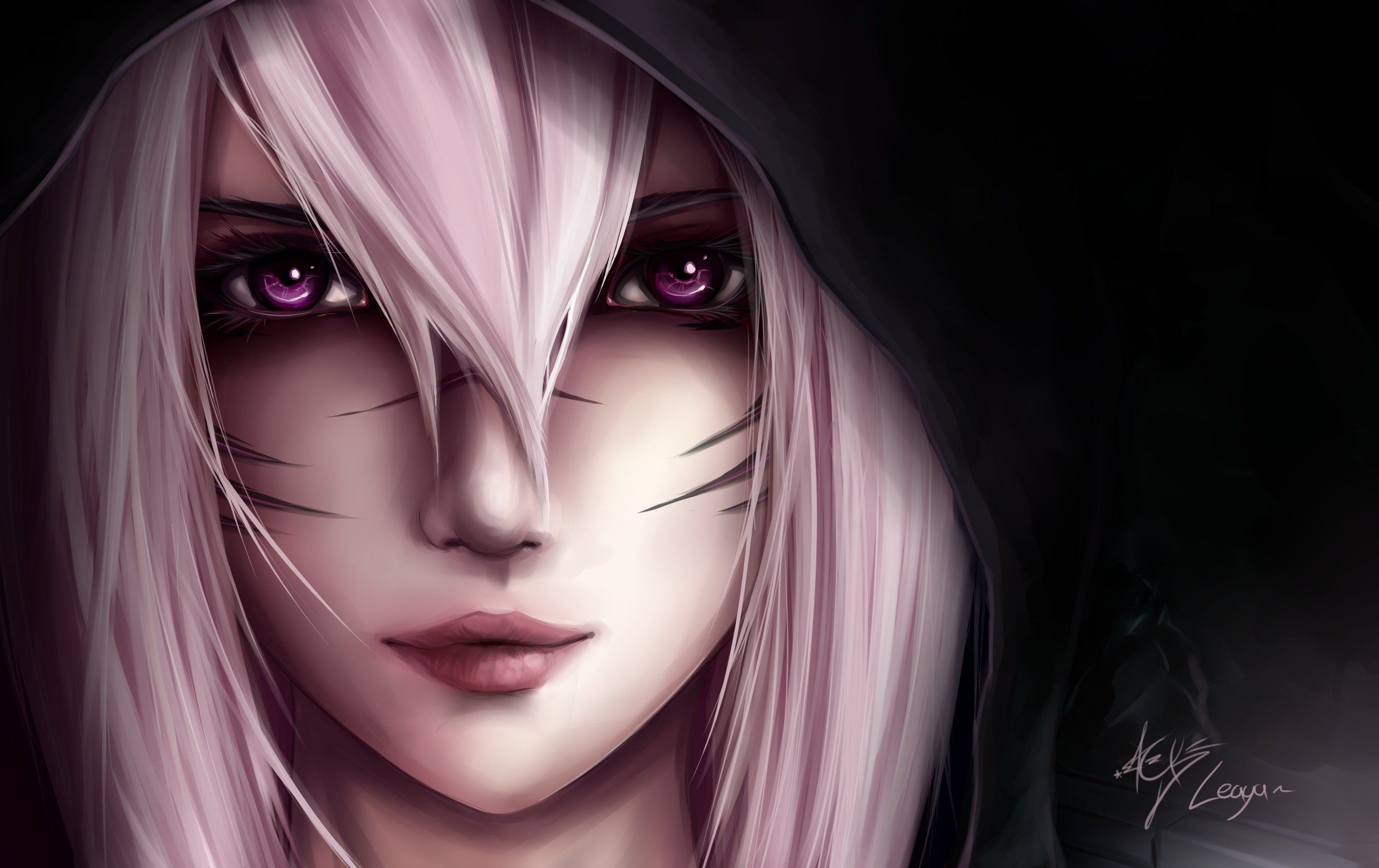 2700x1700 hood, Black, Background, Girl, Pink, Hair Wallpaper HD / Desktop, Desktop