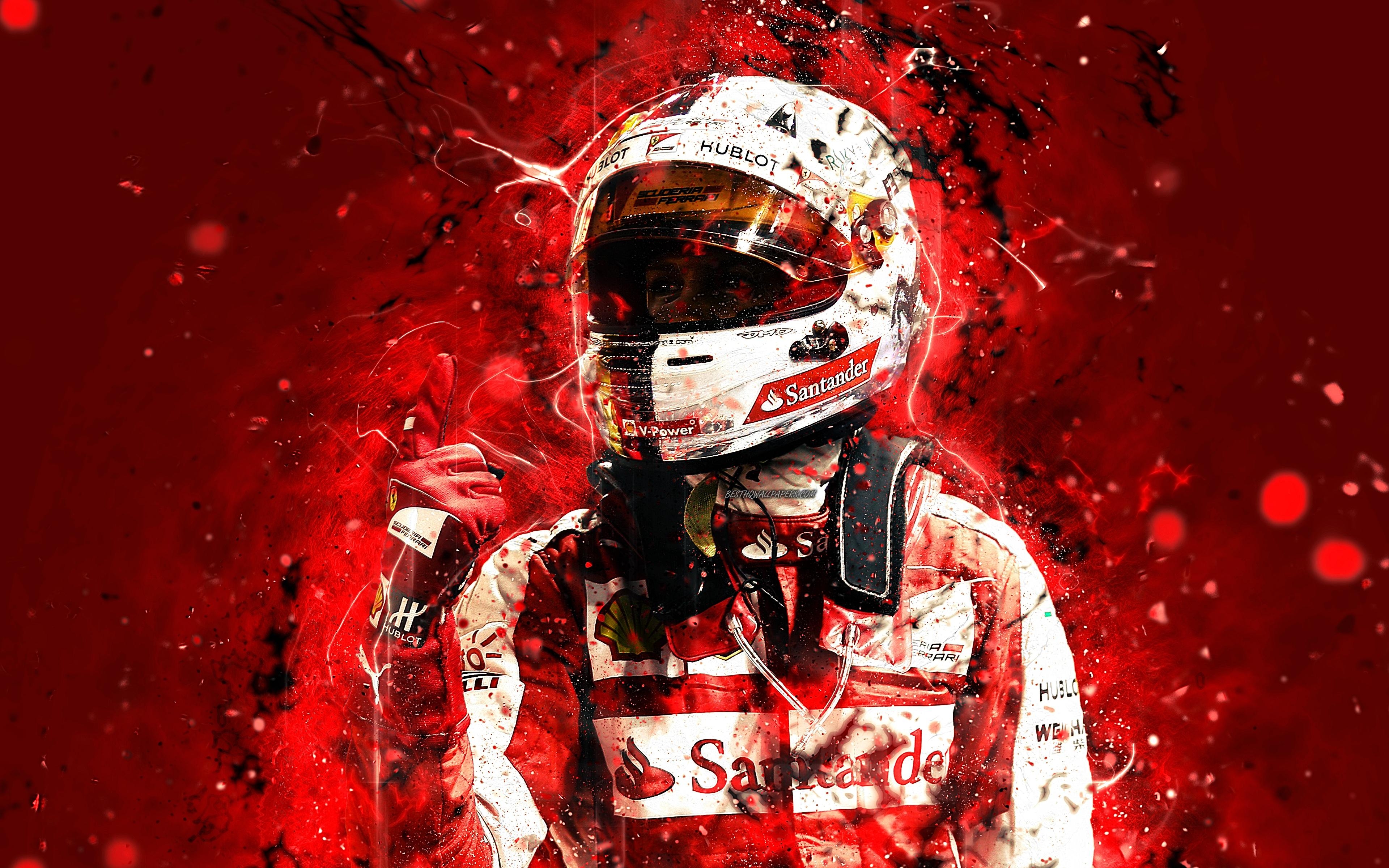 3840x2400 Download wallpaper 4k, Sebastian Vettel, abstract art, Formula 1, Desktop