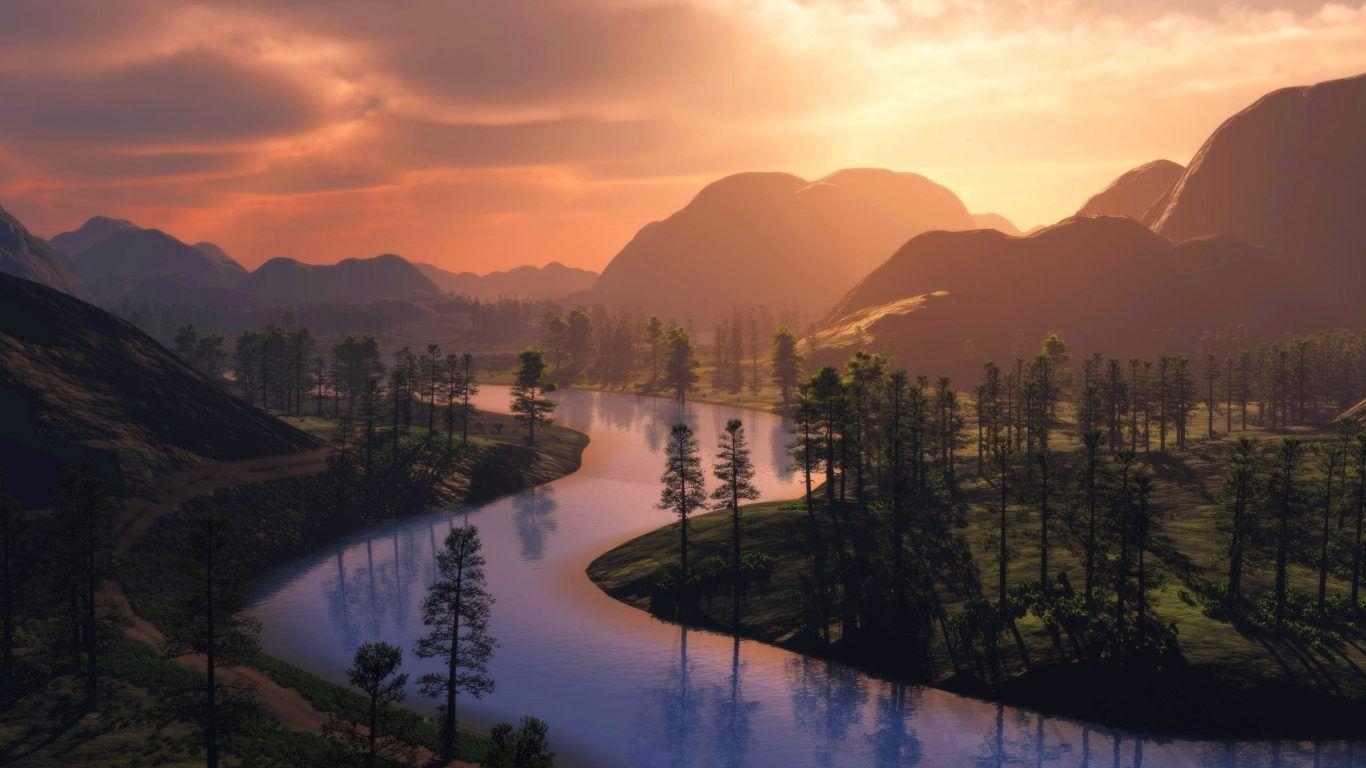 1370x770 Zambezi Landscape Zimbabwe Botswana Full HD 1080p Background, Desktop