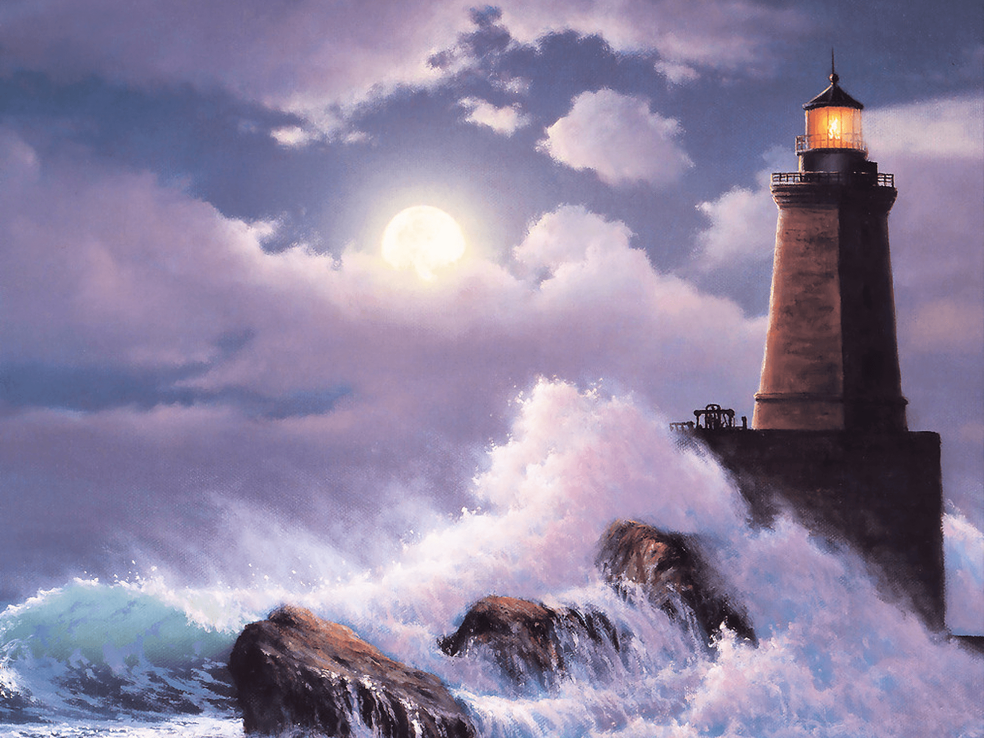 1920x1440 Lighthouse in Stormy Ocean HD Wallpaper. Background Image, Desktop