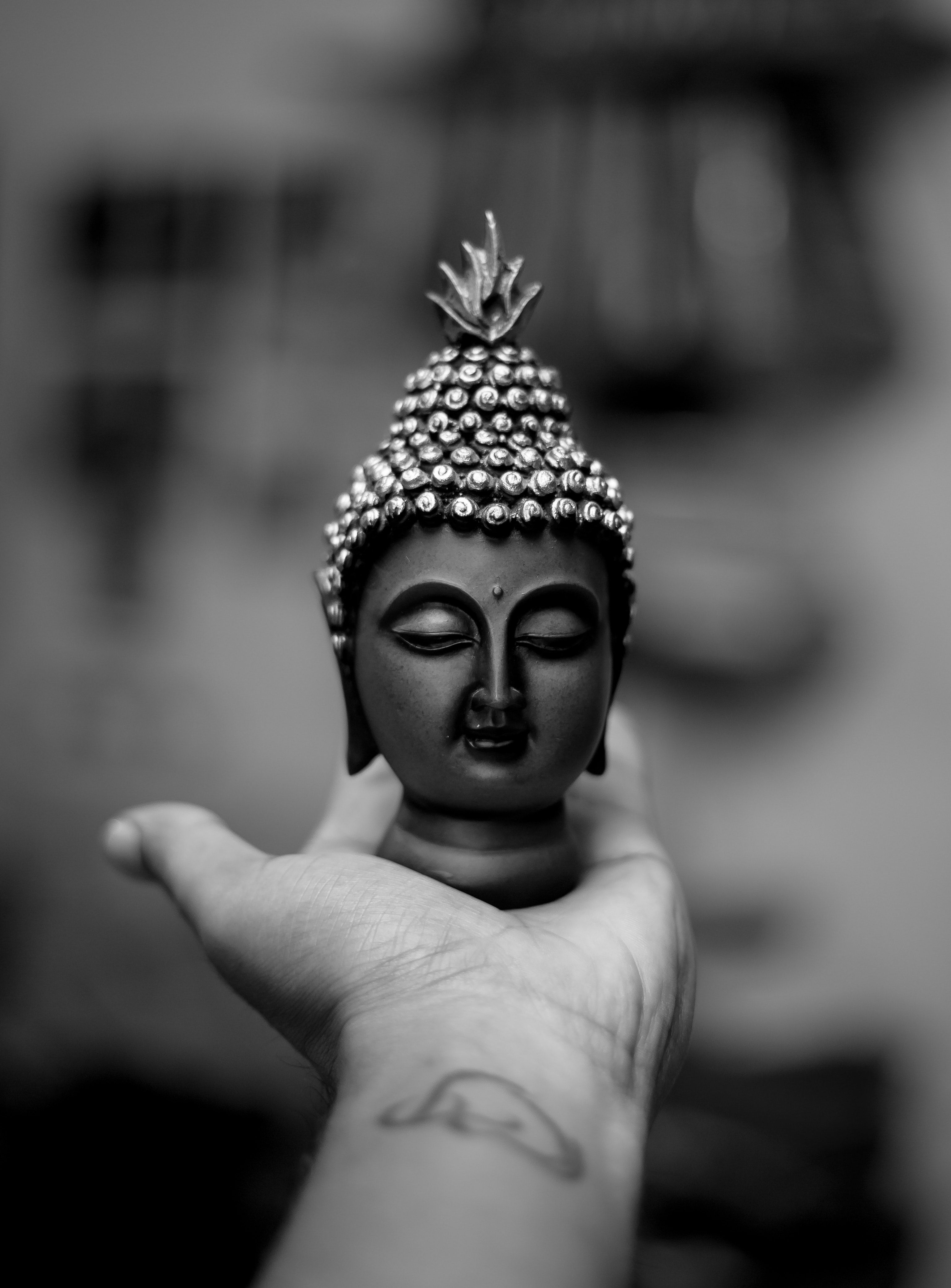 3080x4170 Free of 50mm, black and white, buddha, Phone