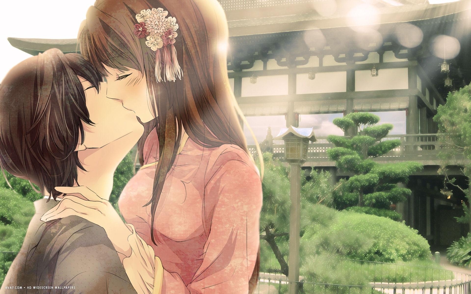 1920x1200 romantic kiss anime love couple kissing girl HD widescreen, Desktop