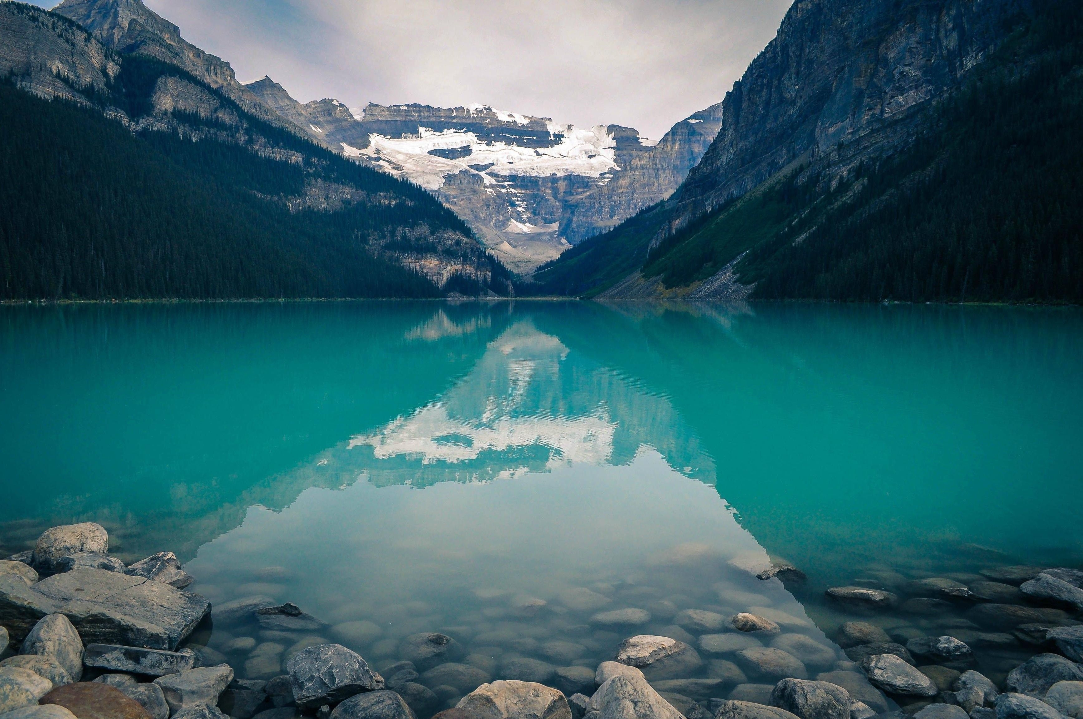 3480x2310 lake, Banff National Park, Alberta, Canada, Mountain, Reflection, Rock Wallpaper HD / Desktop and Mobile Background, Desktop