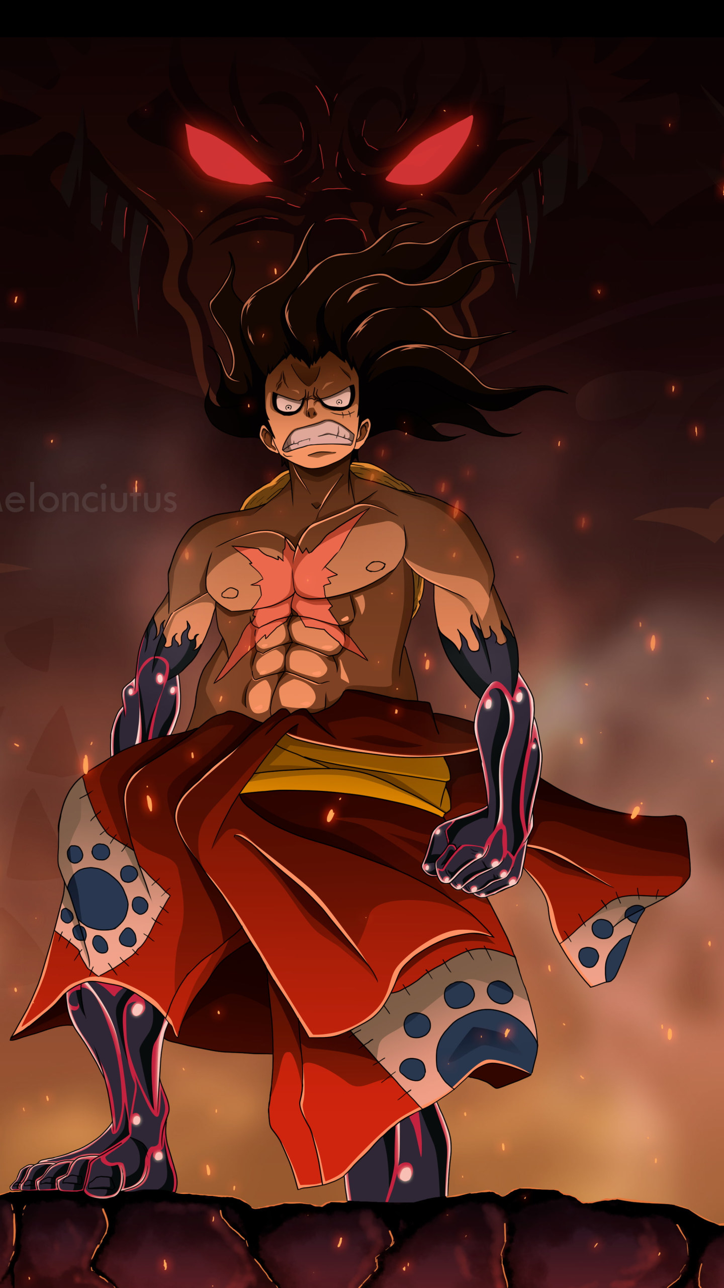 1440x2560 One Piece, Monkey D. Luffy, Kaido, Gear Fourth Snakeman, Dark Wallpaper • Wallpaper For You, Phone