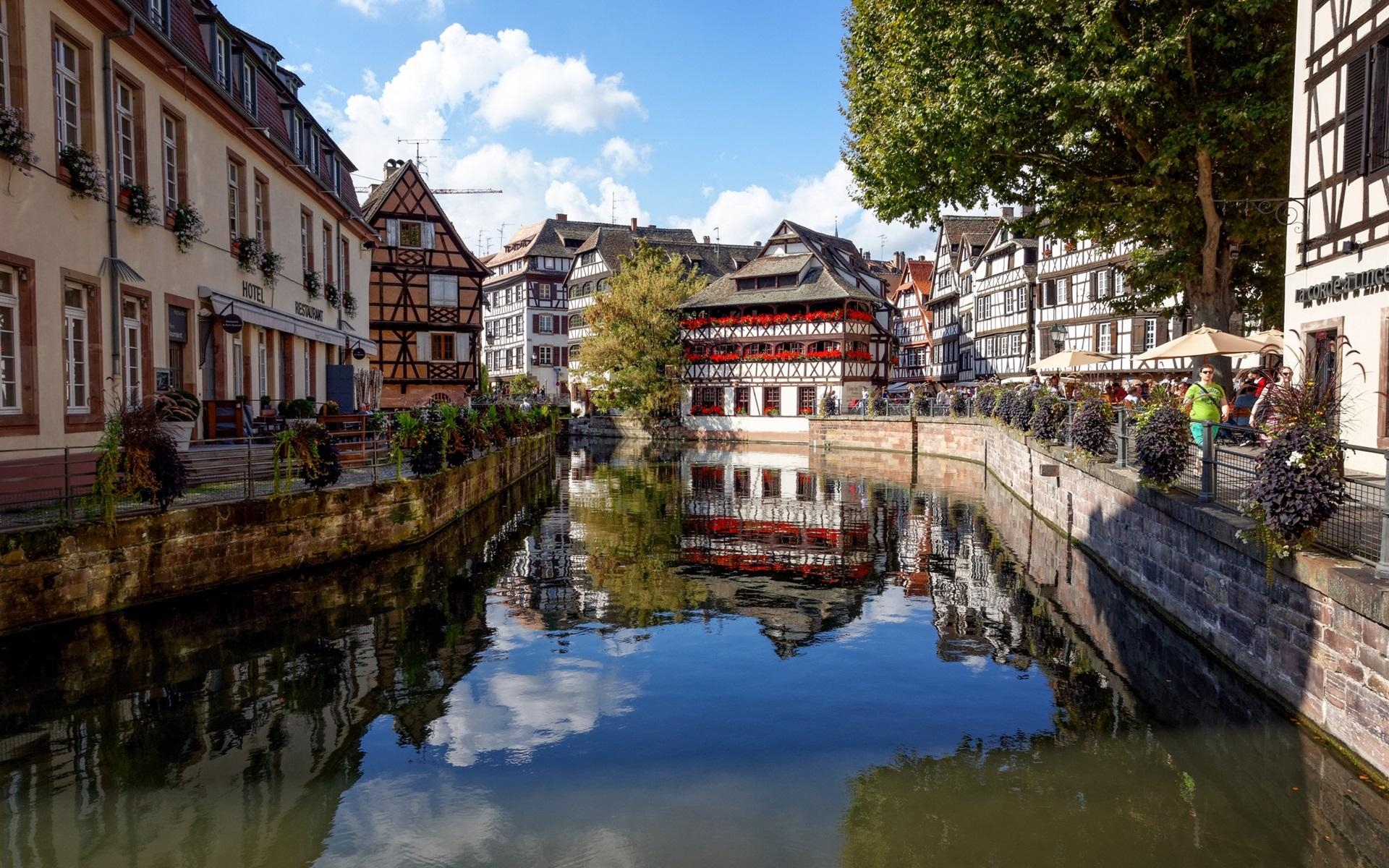 1920x1200 Wallpaper Strasbourg, France, houses, river, trees  HD, Desktop