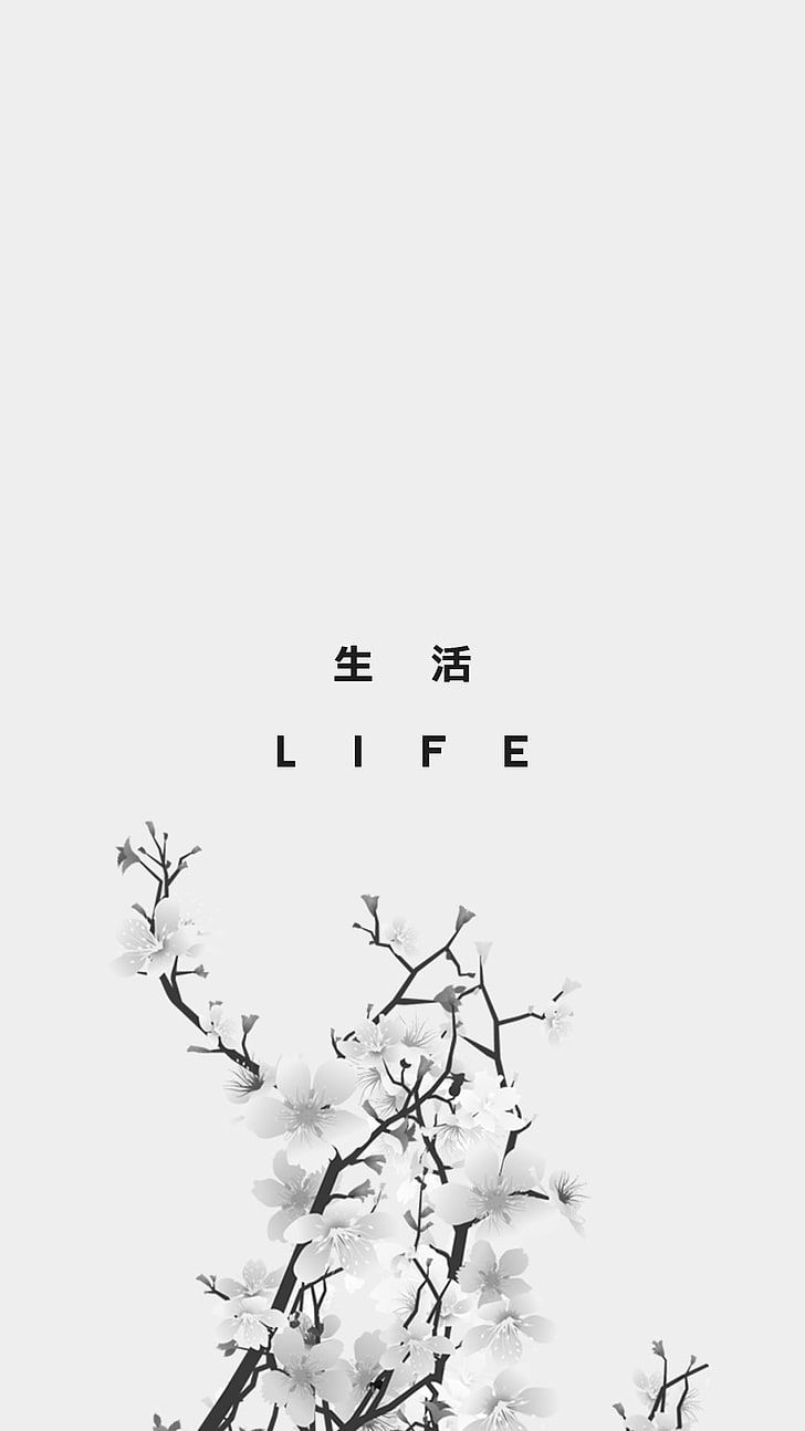 730x1300 Black Life text, life, kanji, Japan, HD wallpaper, Phone