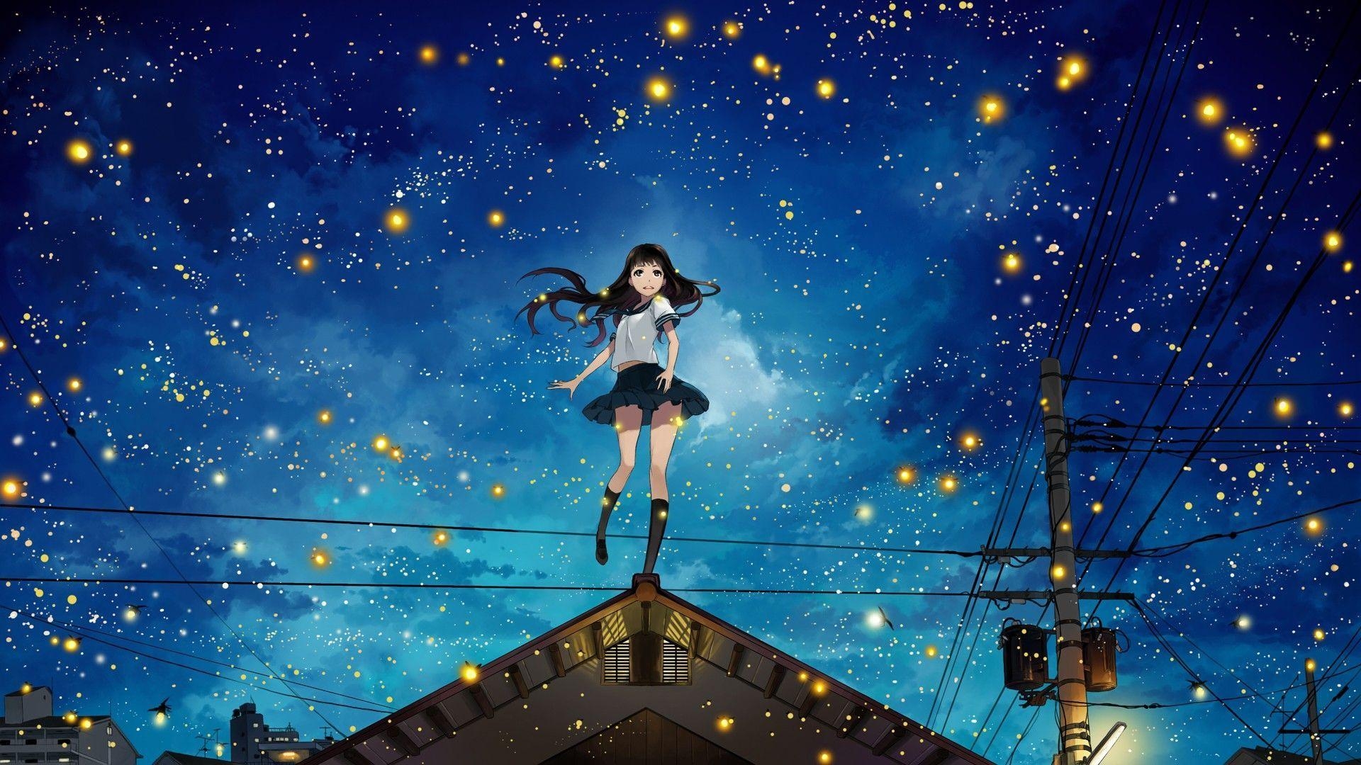 1920x1080 Anime Girls at Night Sky HD Wallpaper FullHDWpp HD, Desktop