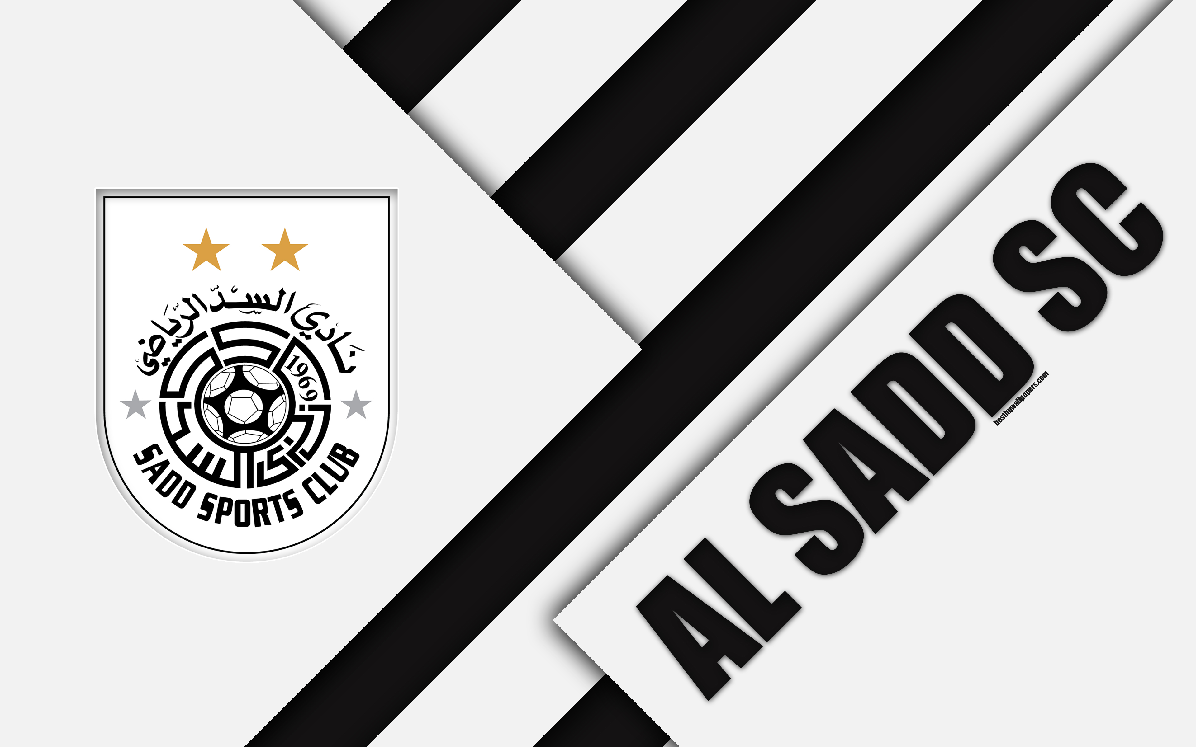3840x2400 Download wallpaper Al Sadd SC, 4k, Doha, Qatar, black and white, Desktop