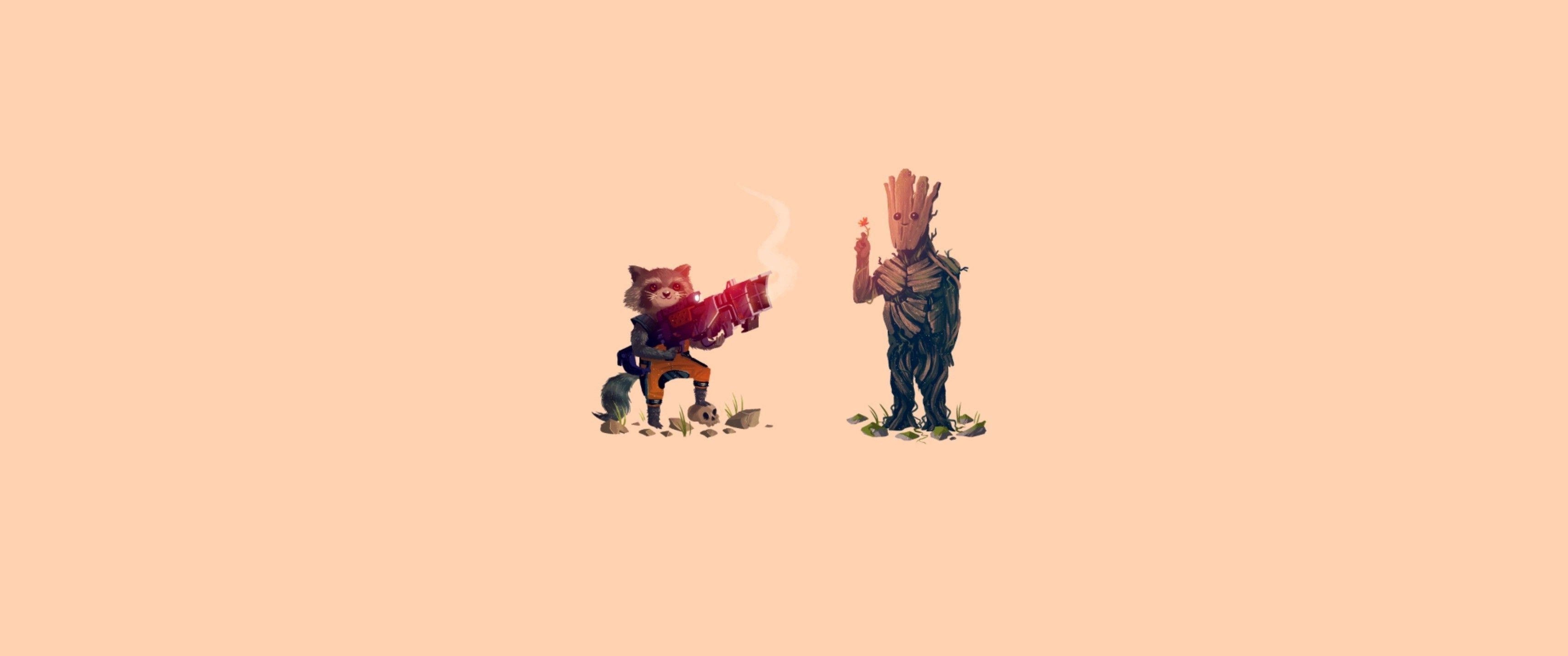 3440x1440 Guardians Of The Galaxy, Groot, Rocket Raccoon Wallpaper HD / Desktop and Mobile Background, Dual Screen