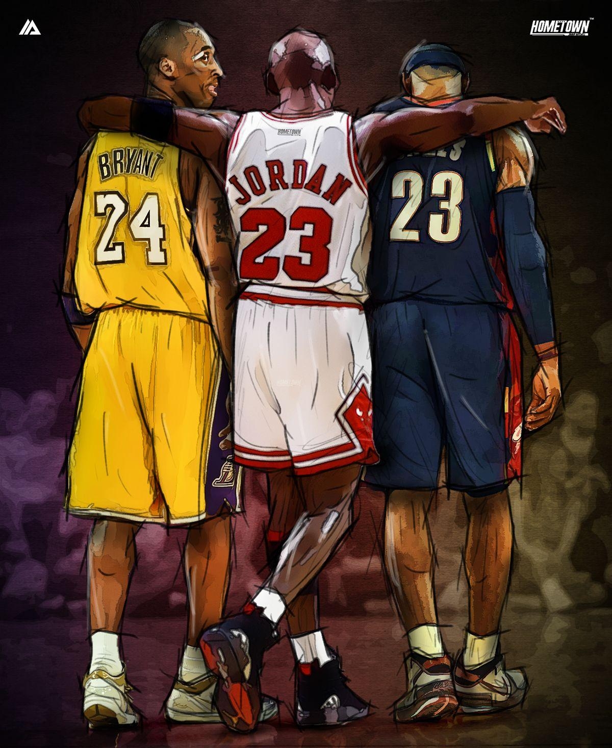 1200x1470 Kobe Bryant x Michael Jordan x LeBron James Illustration, Phone