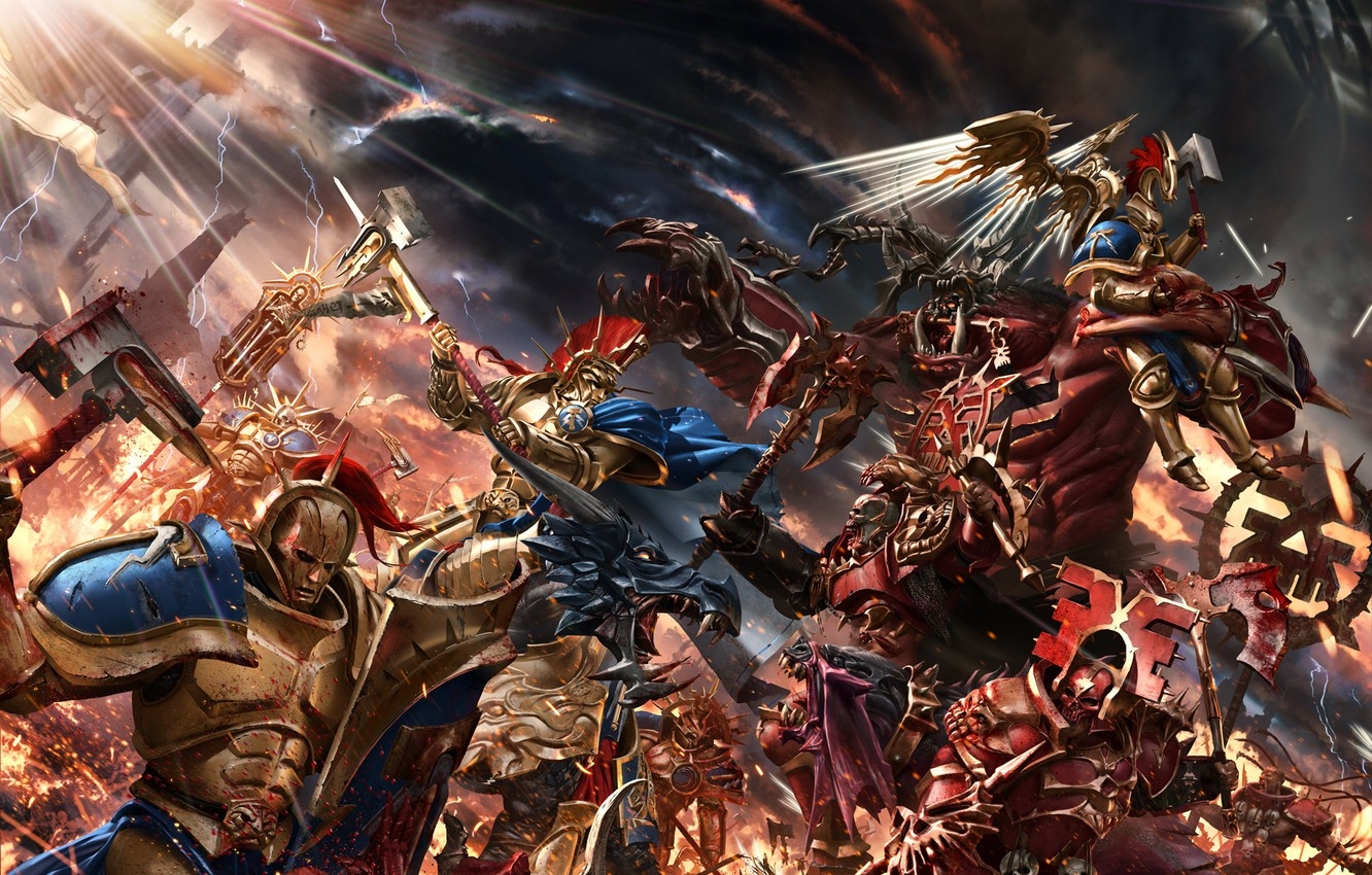 1340x850 Wallpaper fiction, war, battle, Warhammer, art, Warhammer Age of Sigmar, Gates of Azyr image for desktop, section фантастика, Desktop