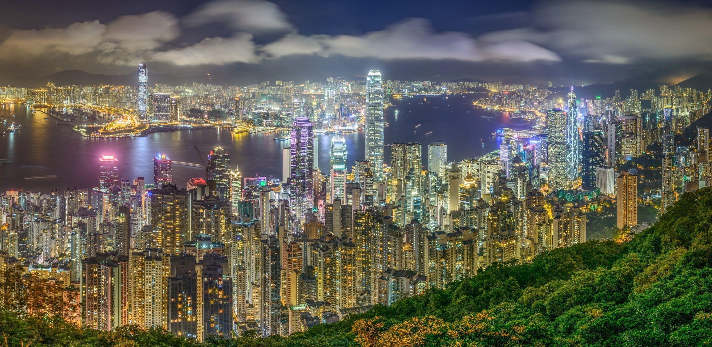 2310x1130 Hong Kong Wallpaper, Dual Screen