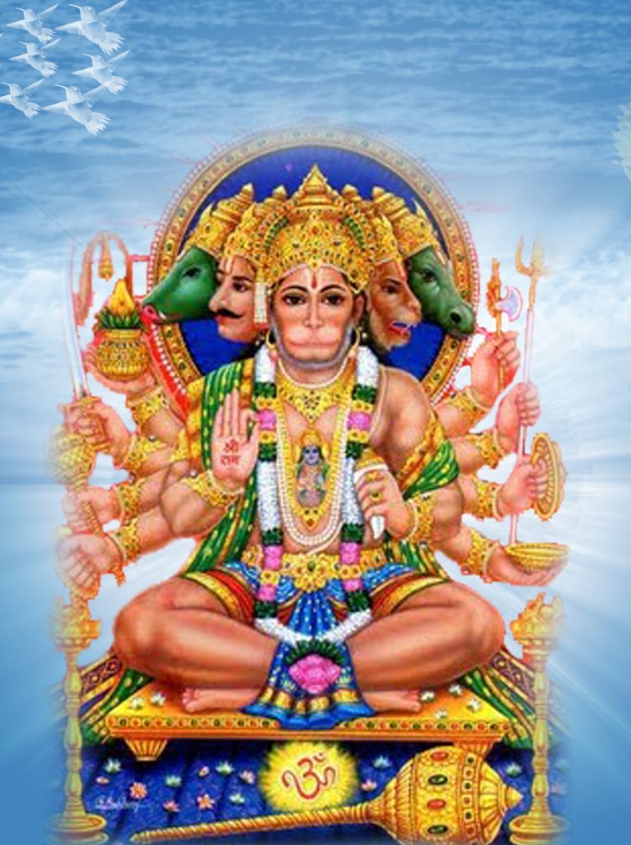 900x1200 Panchmukhi Hanuman wallpaper, Phone