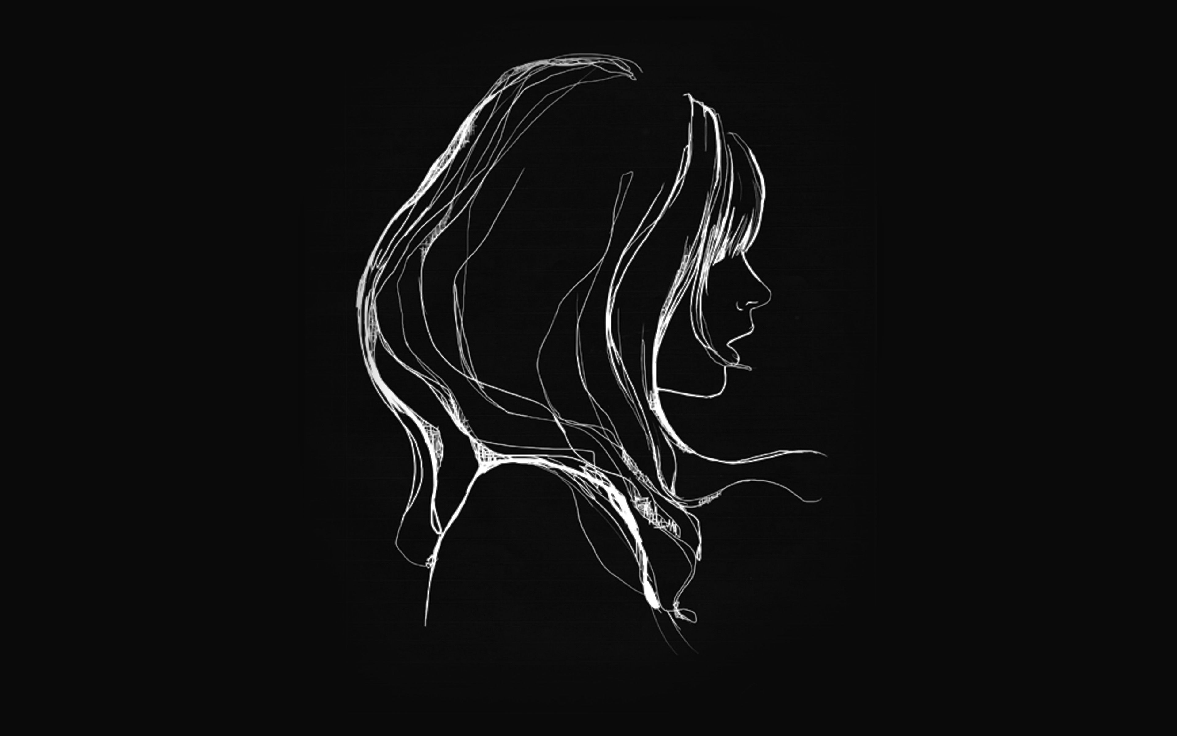 3840x2400 Drawing Simple Minimal Girl Illustration Art Dark Wallpaper, Desktop