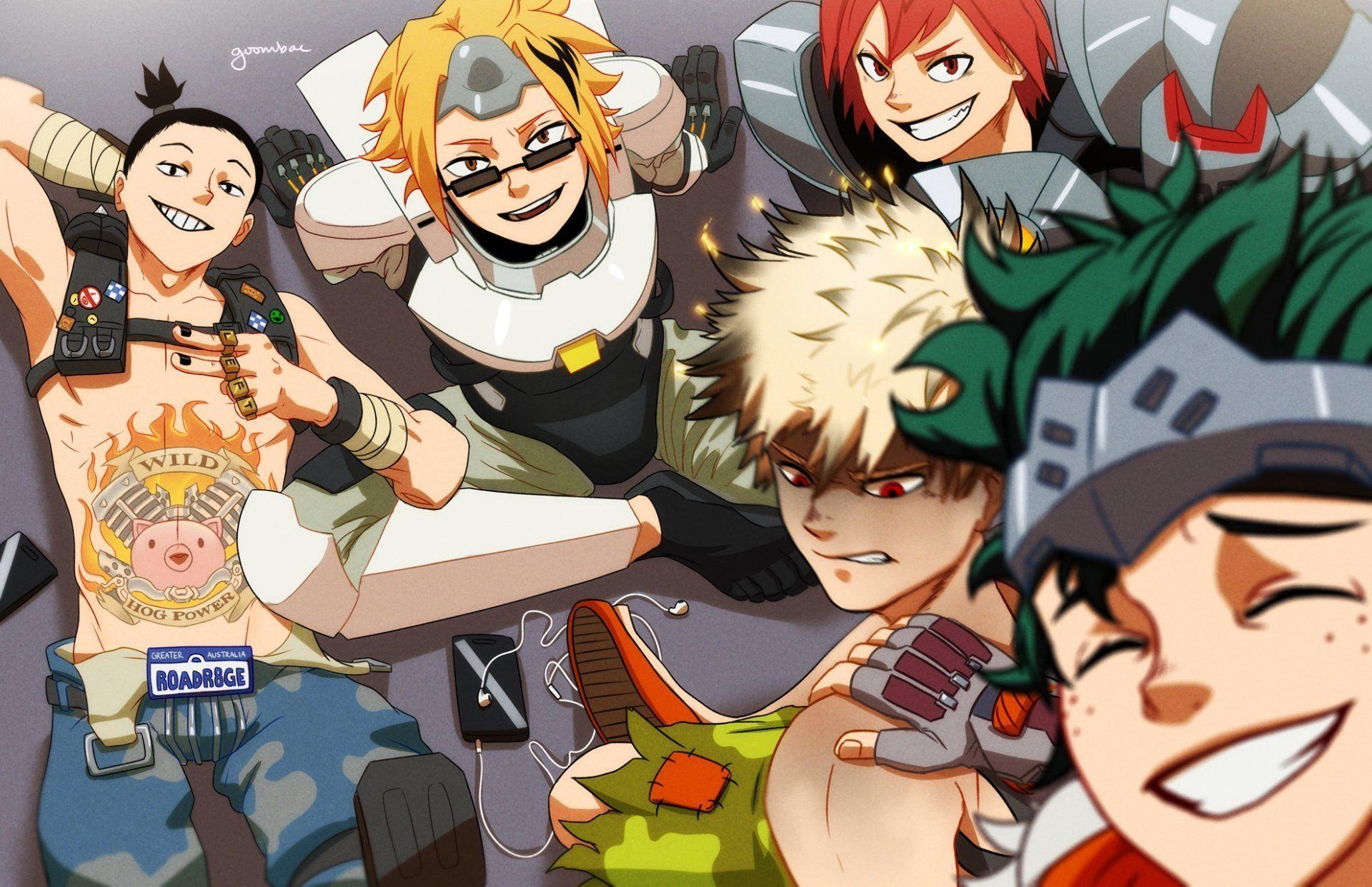 1920x1250 Anime Crossover Denki Kaminari Eijiro Kirishima Izuku Midoriya, Desktop