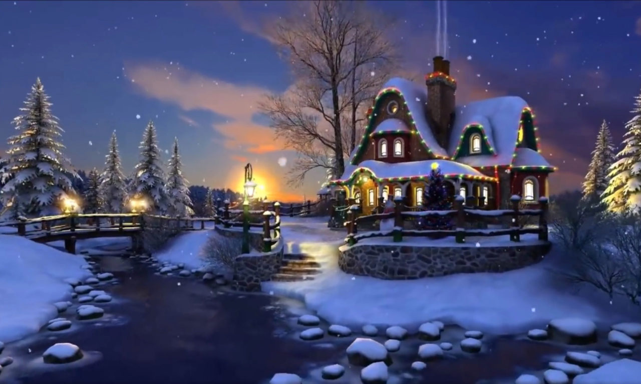 1280x770 Magical Christmas Evening Winter Snow Night Wallpaper HD, Wallpaper13.com, Desktop