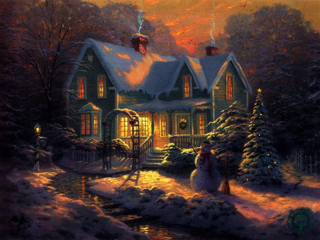 1030x770 Cozy Christmas Cottage Christmas Picture, Desktop