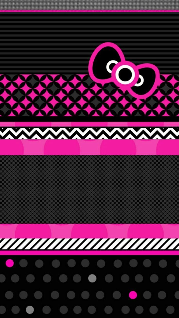 740x1310 Hello Kitty Pink And Black Love Wallpaper Mobile Extra Wallpaper 1080p, Phone