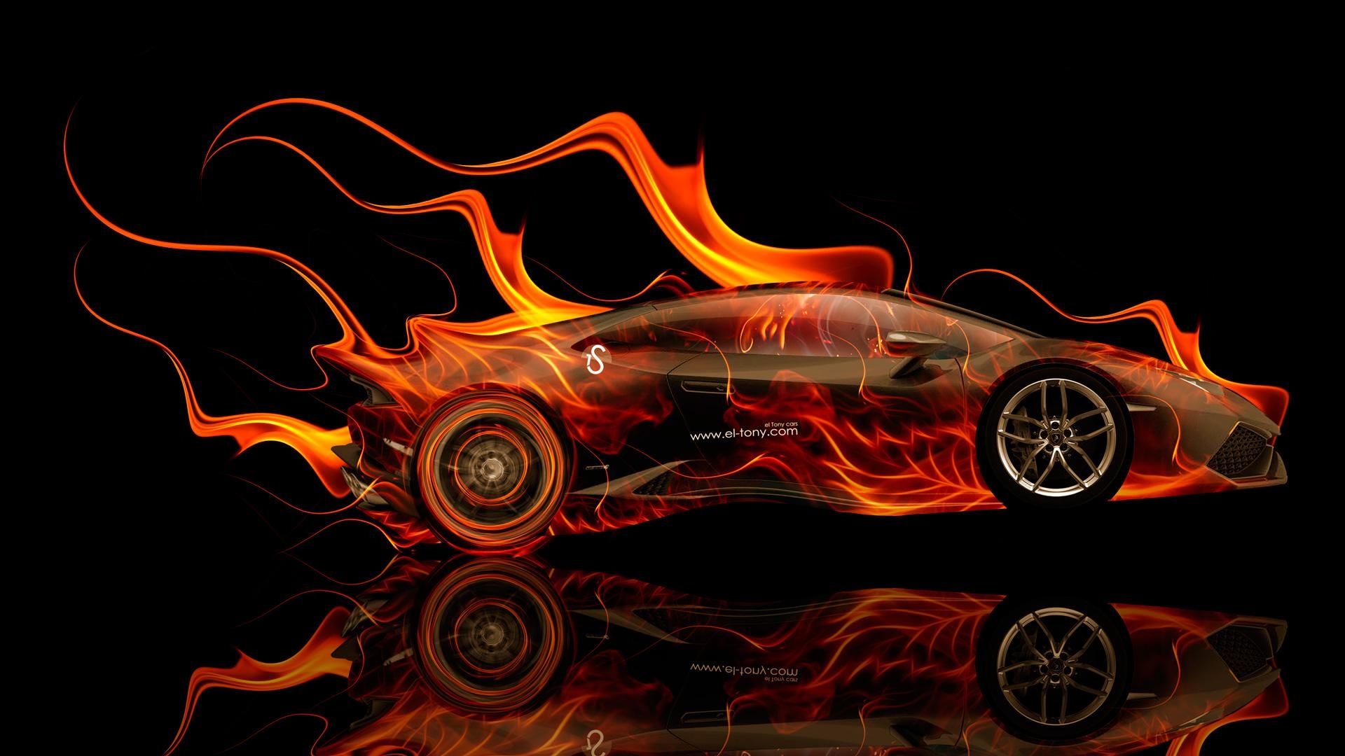 1920x1080 Lamborghini Huracan Side Fire Abstract Car 2014, Desktop