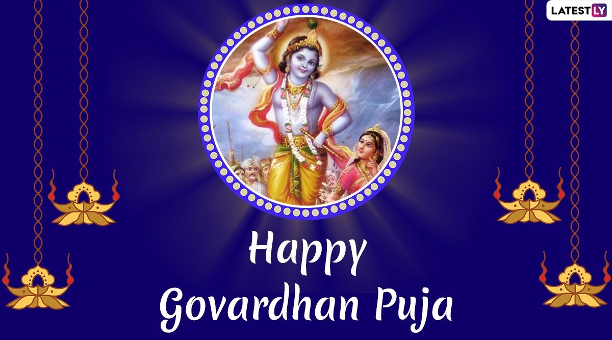 1200x670 Happy Govardhan Puja Image & HD Lord Krishna Wallpaper For Free Download Online: Wish on Annakut 2019 With Beautiful WhatsApp Stickers and Hike GIF Messages, Desktop