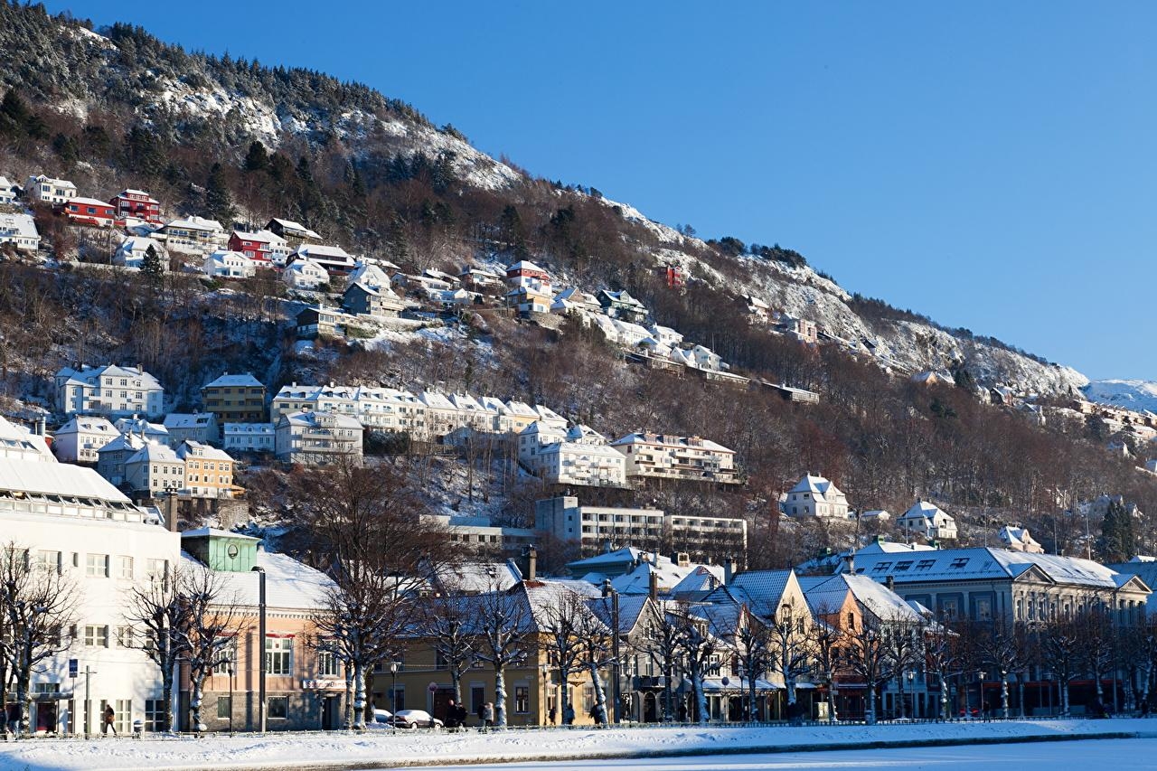 1280x860 Wallpaper Norway Bergen Winter Cities Houses, Desktop