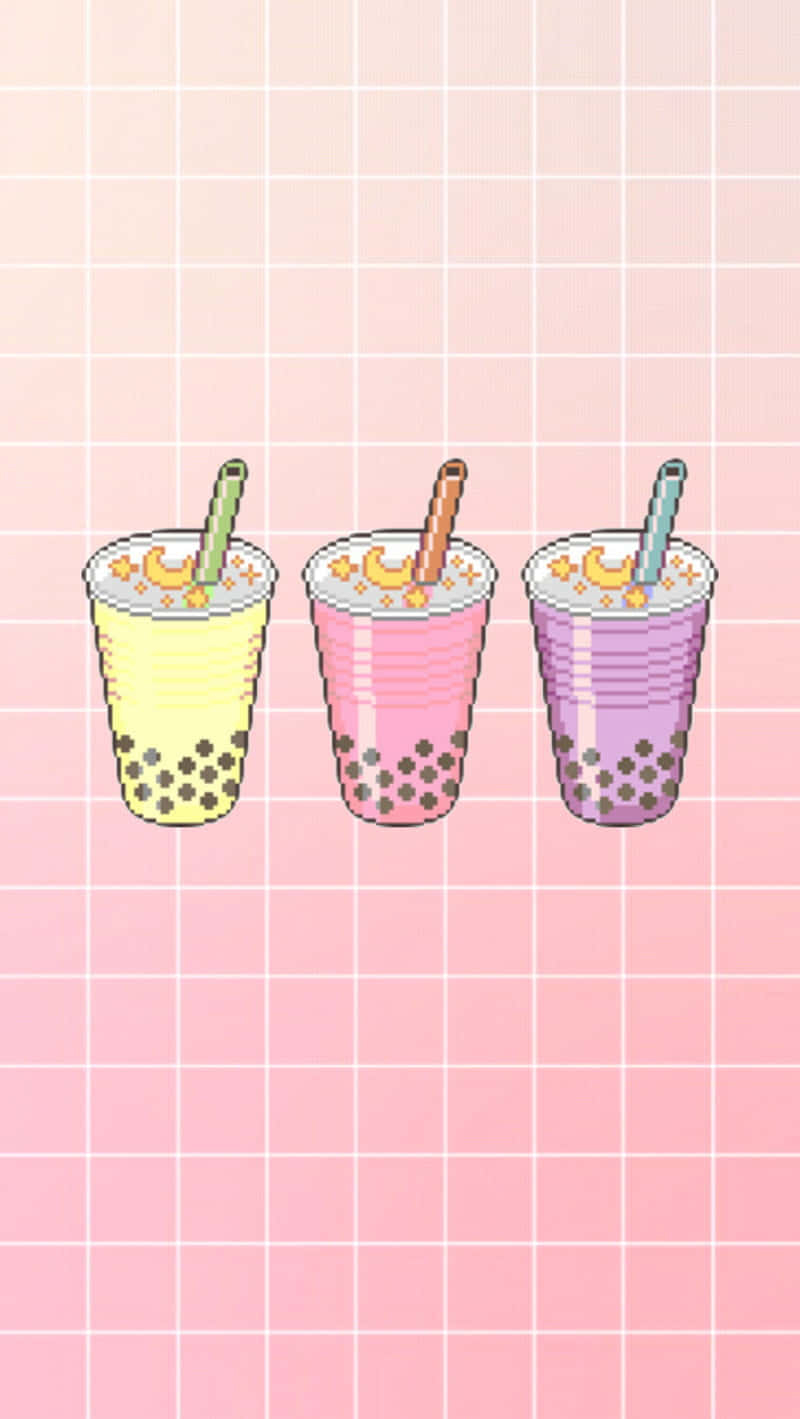 800x1420 Download Purple And Pink Cute Boba Teas Wallpaper, Phone