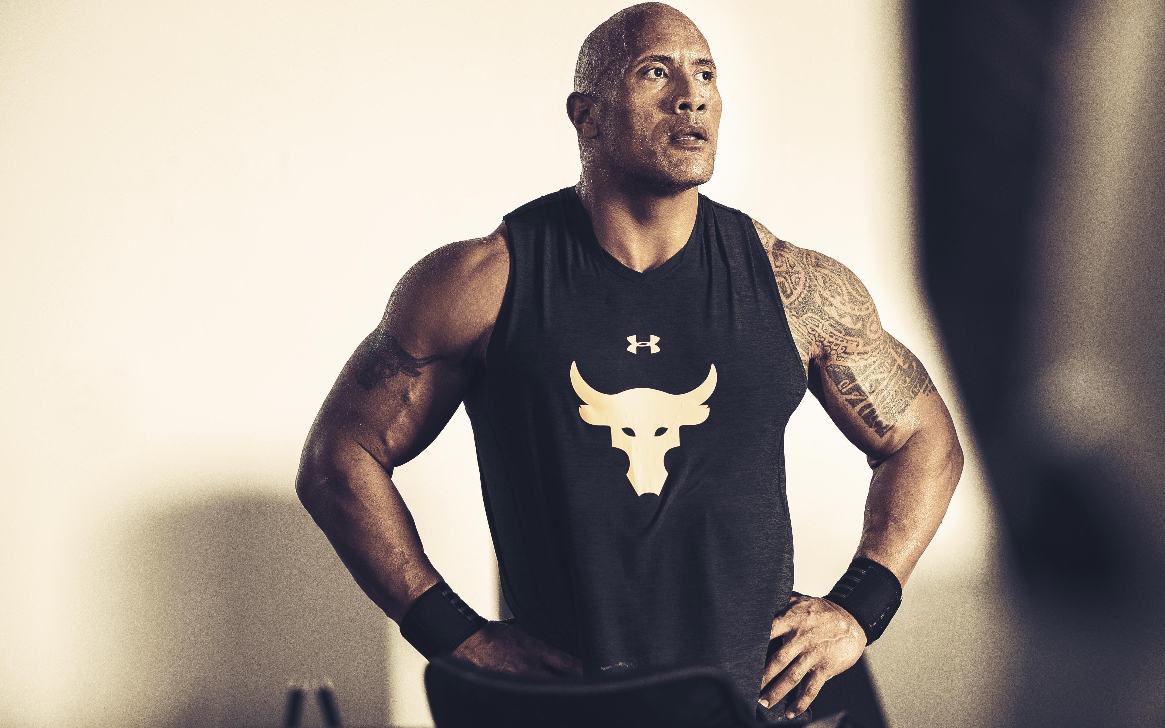 3840x2400 Download wallpaper 4k, Dwayne Johnson, Under Armour, american, Desktop