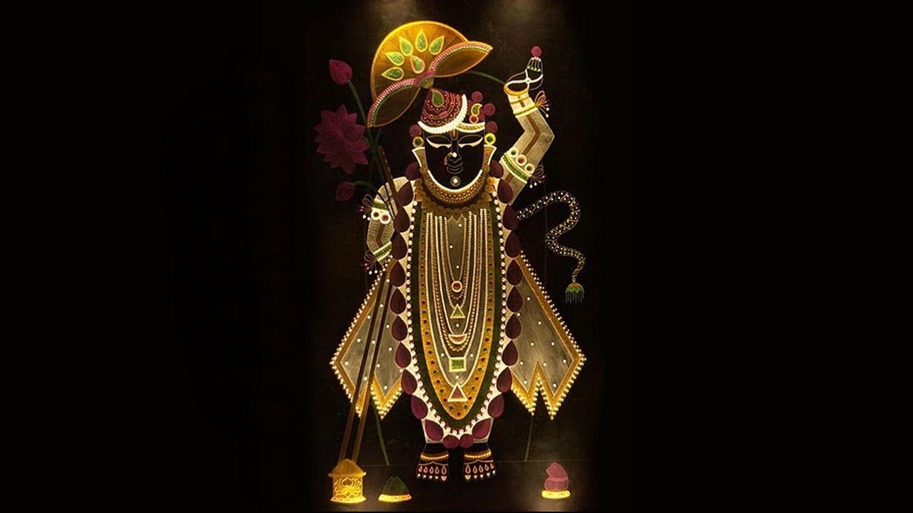 1280x720 Lord Shrinathji Black Background Wallpaper, Desktop