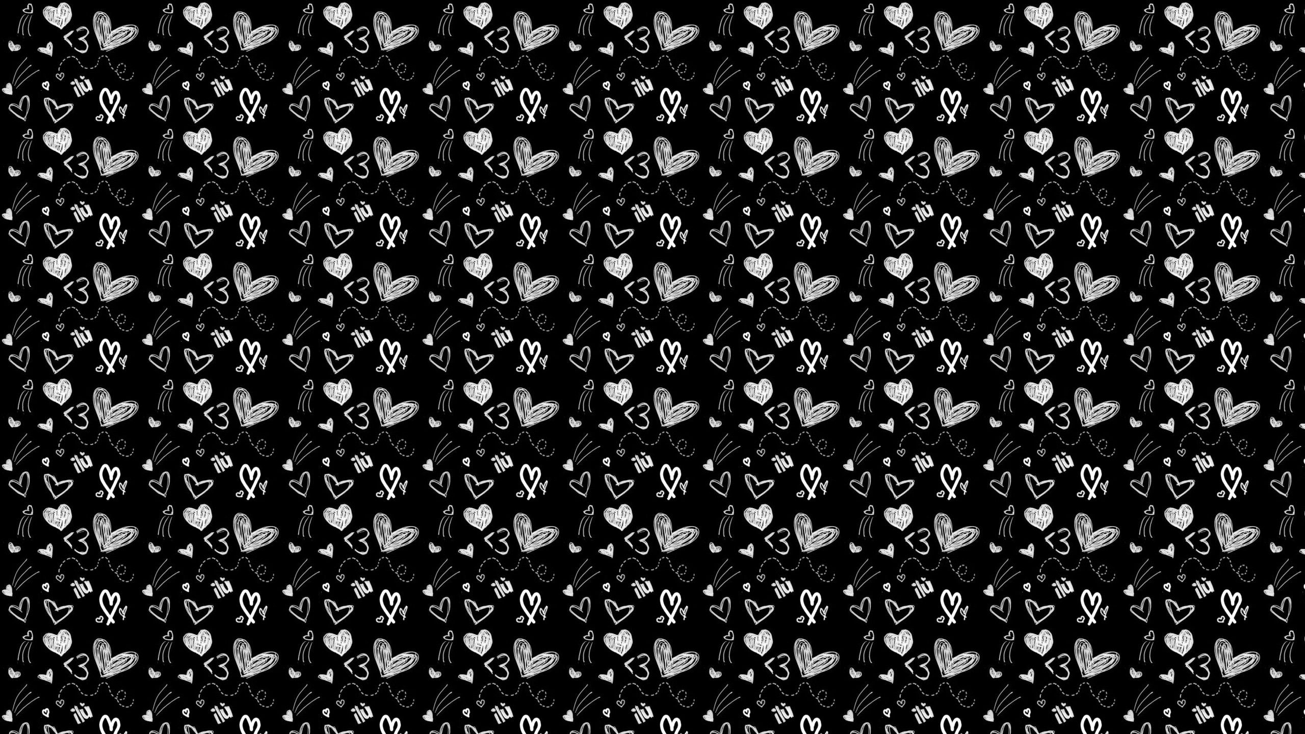 2560x1440 Black and White Heart Wallpaper, Desktop