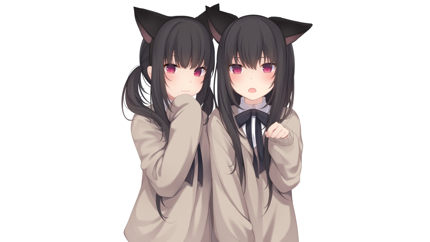 1500x850 image Of Cat Girl Anime Black Hair, Desktop