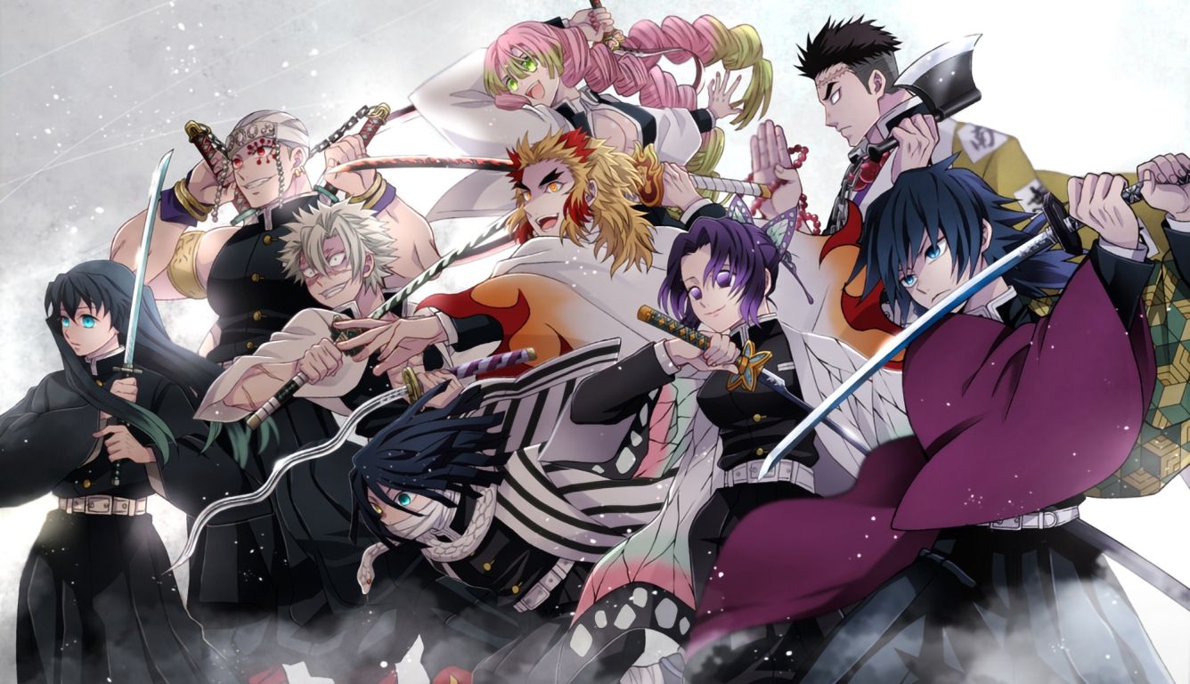 1340x770 Demon Slayer Kimetsu no Yaiba Team HD Laptop Wallpaper, Desktop