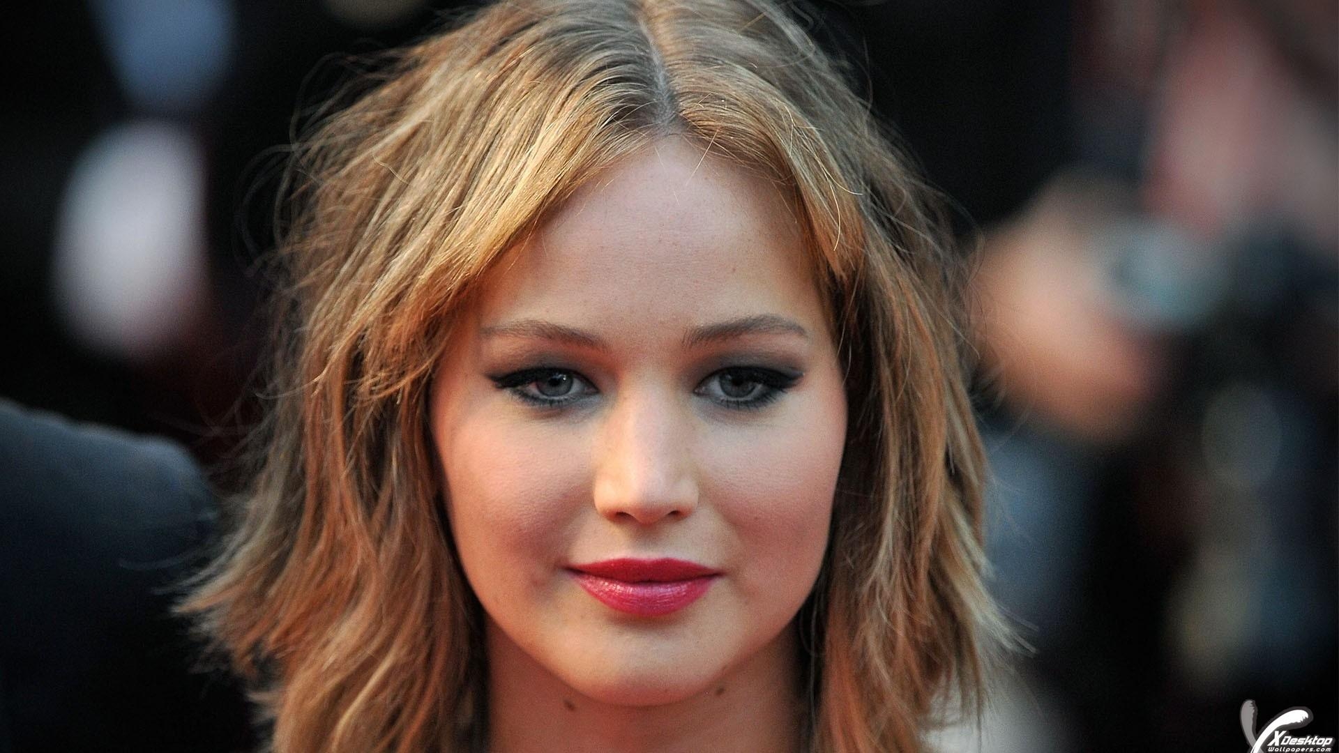 1920x1080 Jennifer Lawrence Face Closeup Red Lips Wallpaper, Desktop