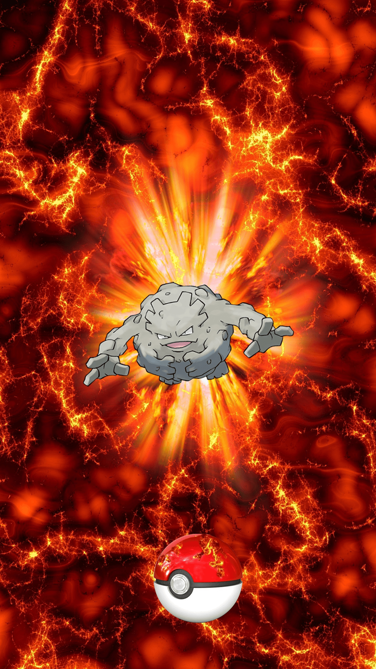 1250x2210 Fire Pokeball Graveler Golone Geodude, Phone