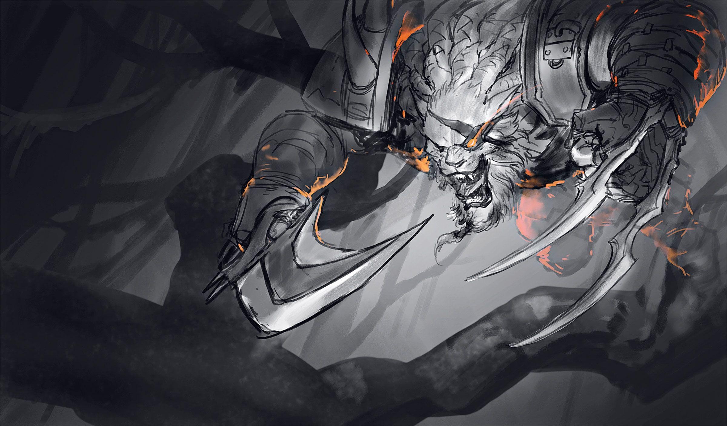 2400x1410 Rengar Splash Art Process, Desktop