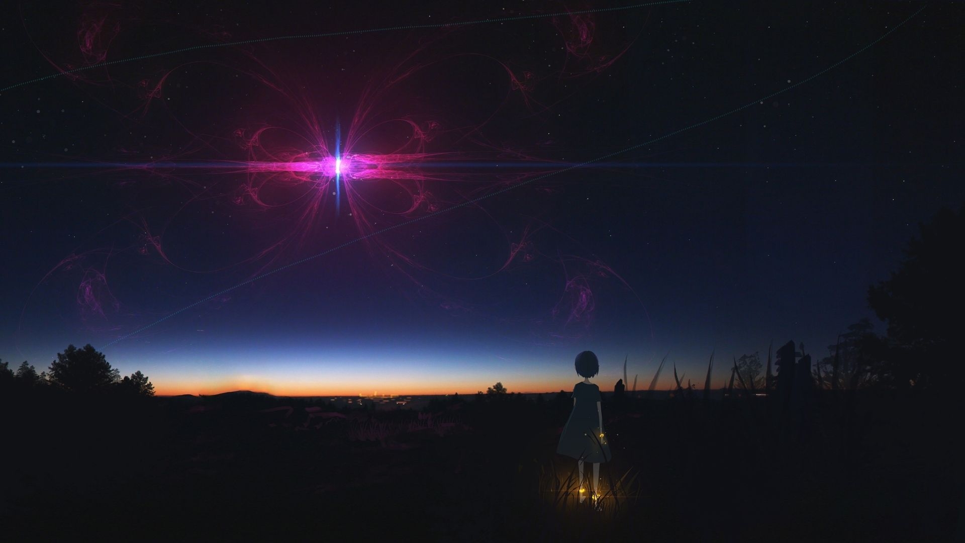 1920x1080 Anime Girl Staring At Night Sky 1080P Laptop Full HD, Desktop