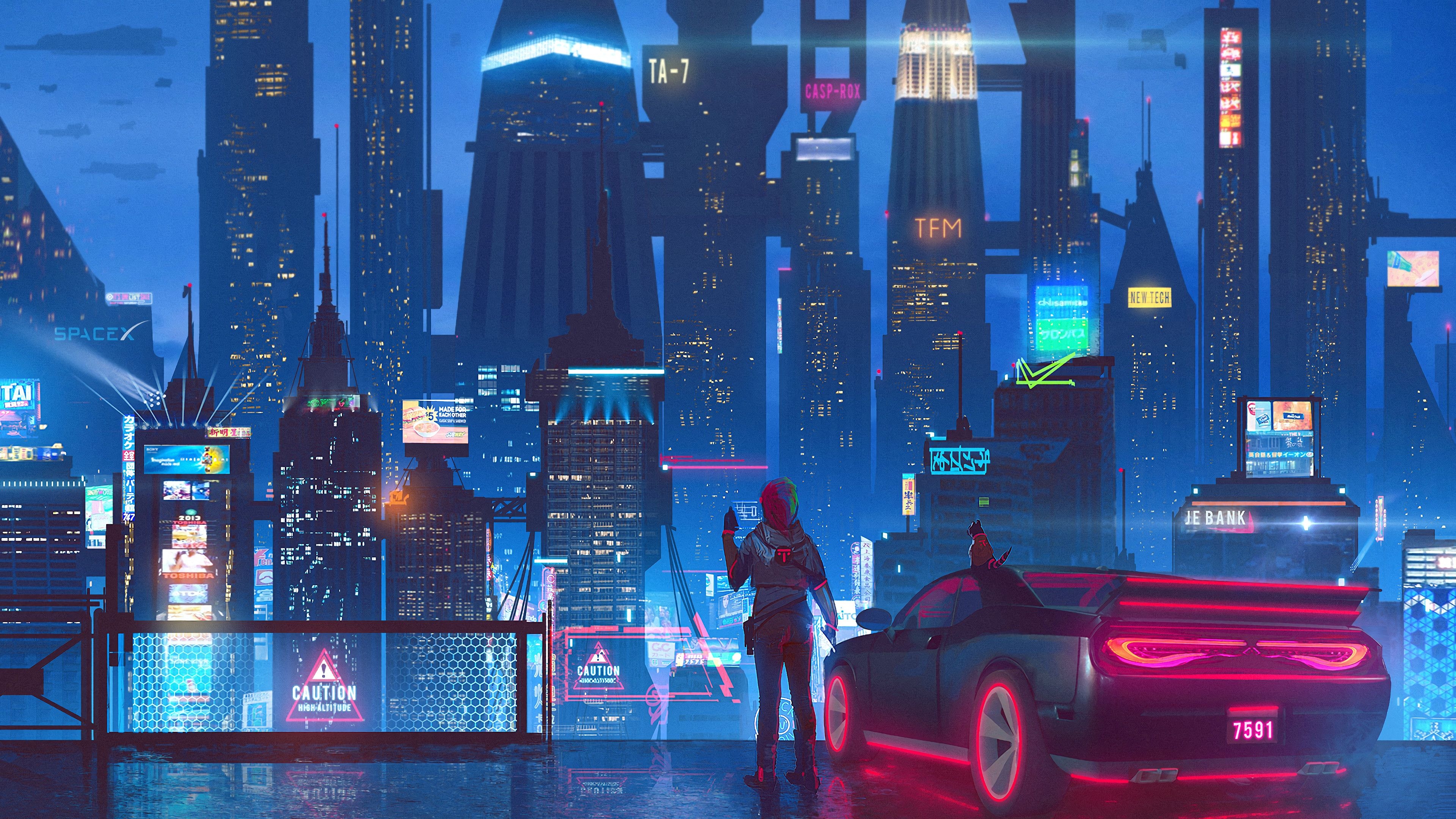 3840x2160 Sci Fi Cyberpunk City 4K Wallpaper, Desktop