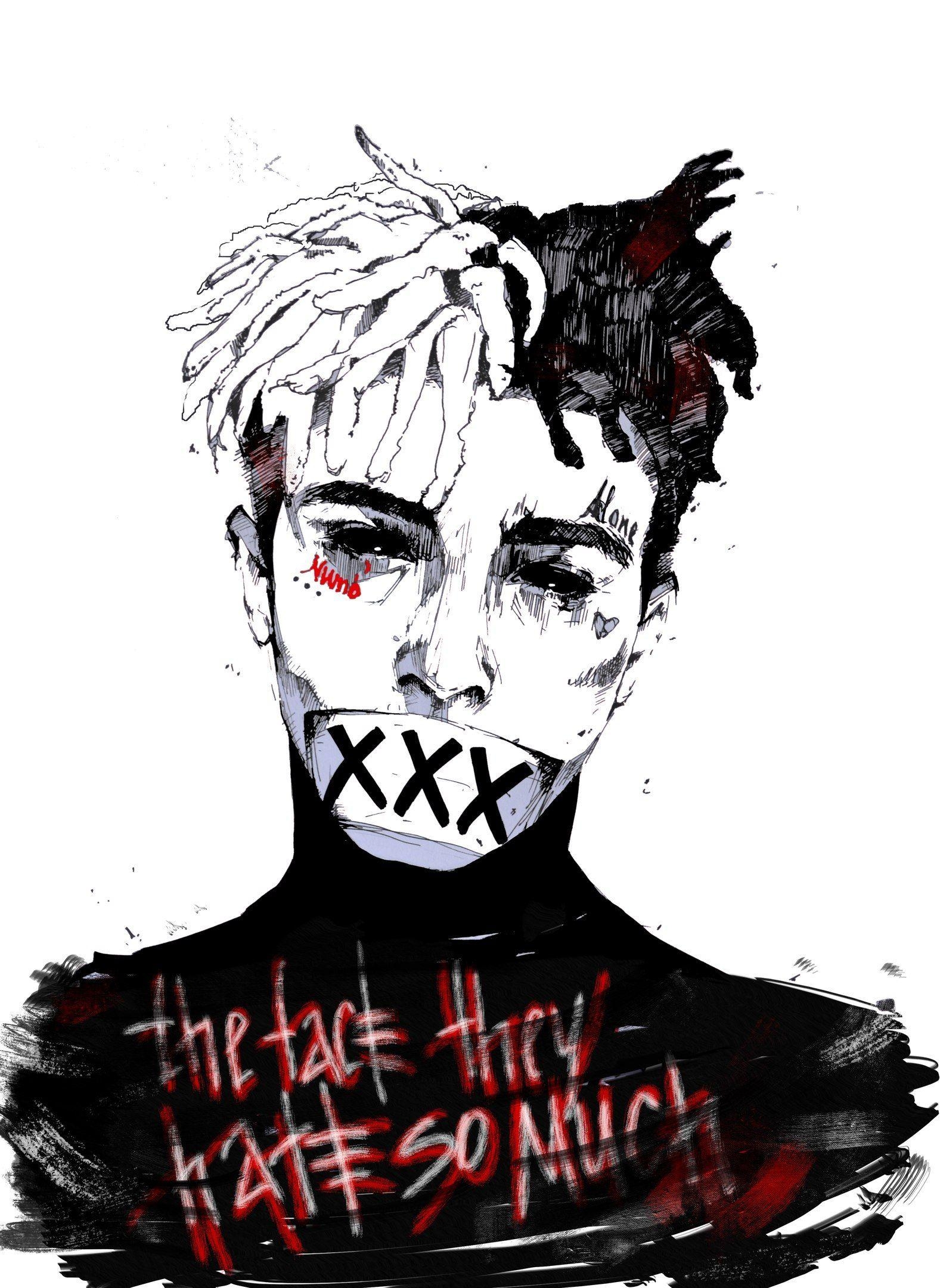 1580x2160 XXXTentacion Drawing Wallpaper Free XXXTentacion Drawing, Phone