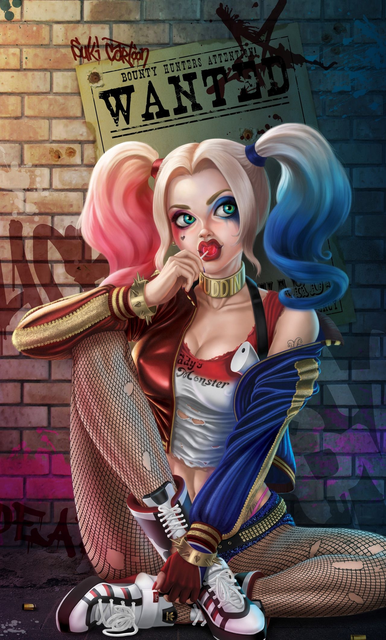 1280x2120 iPhone 6 Harley Quinn Cartoon Wallpaper, Phone