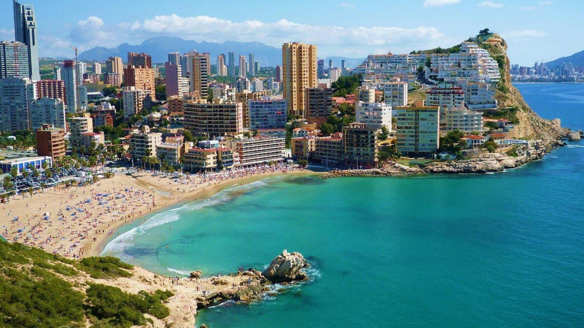 1920x1080 Download wallpaper benidorm beach, valencia, spain, the beaches, Desktop