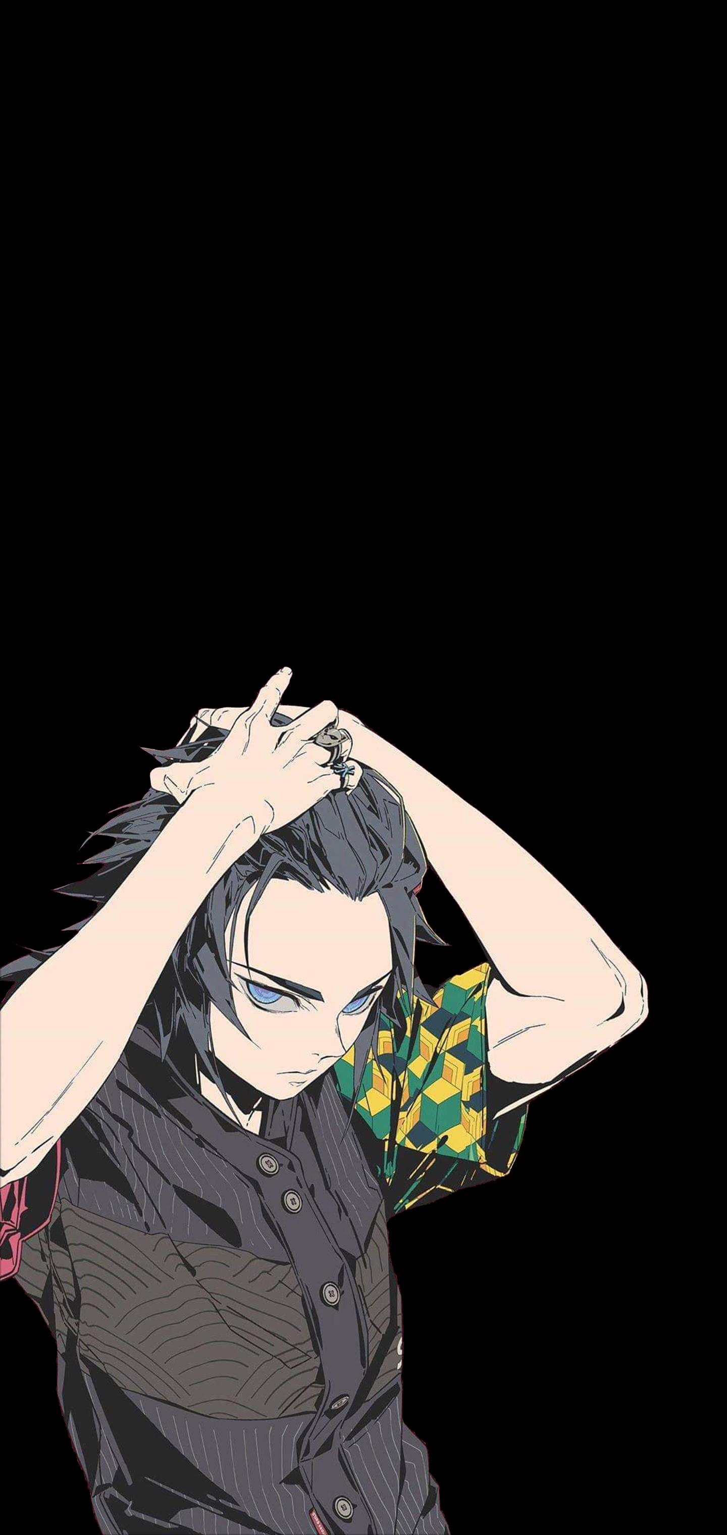 1440x3040 arms up, blue eyes, dark, anime boys, anime, simple background, Kimetsu no Yaibax3040 Wallpaper. Anime wallpaper live, Anime, Anime background wallpaper, Phone