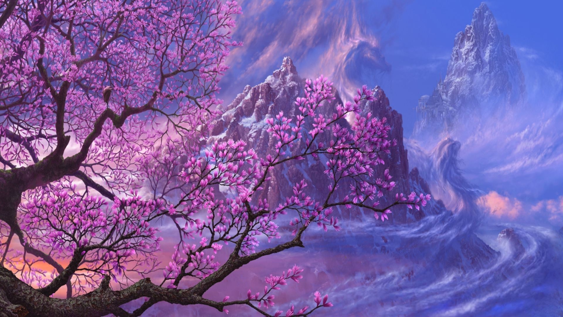 1920x1080 Purple Tree Wallpaper, Desktop