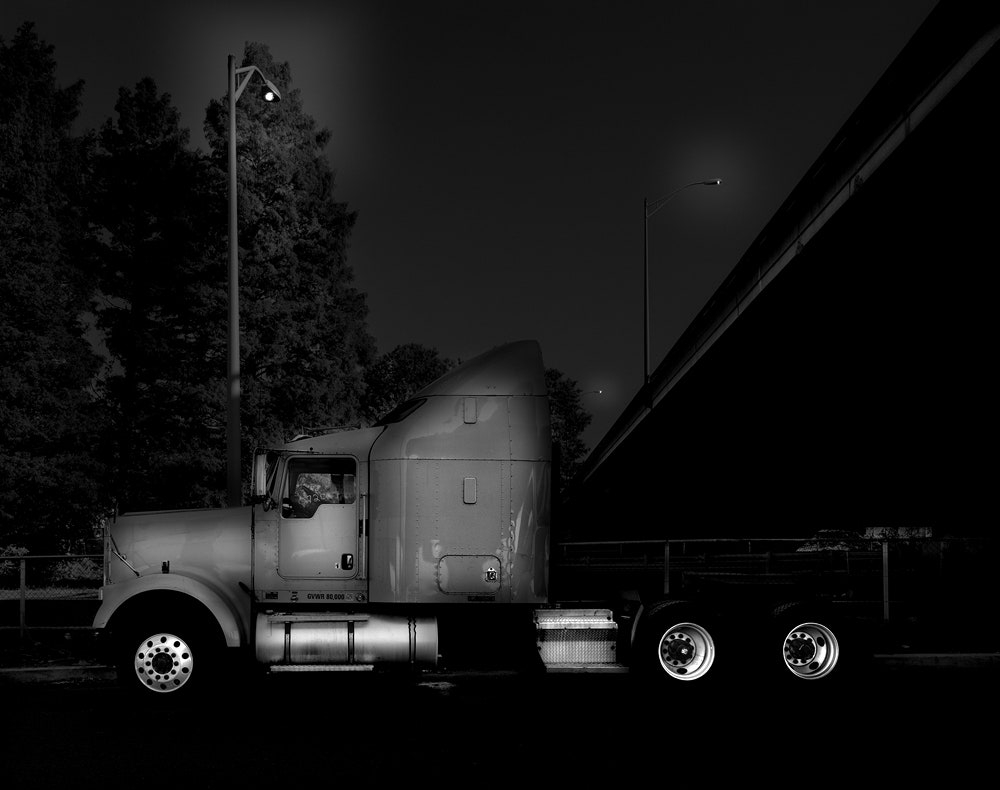 1000x790 Curl Up Next to a Trucker in These Night Photo of Rest Stops, Desktop