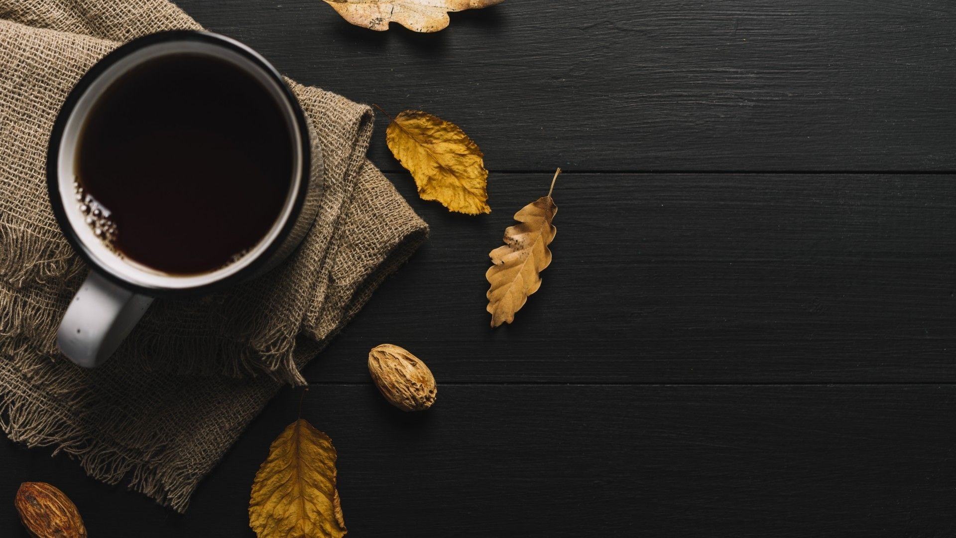 1920x1080 Download  Coffee, Yellow Leaves, Autumn, Cozy, Table, Vintage Wallpaper for Widescreen, Desktop