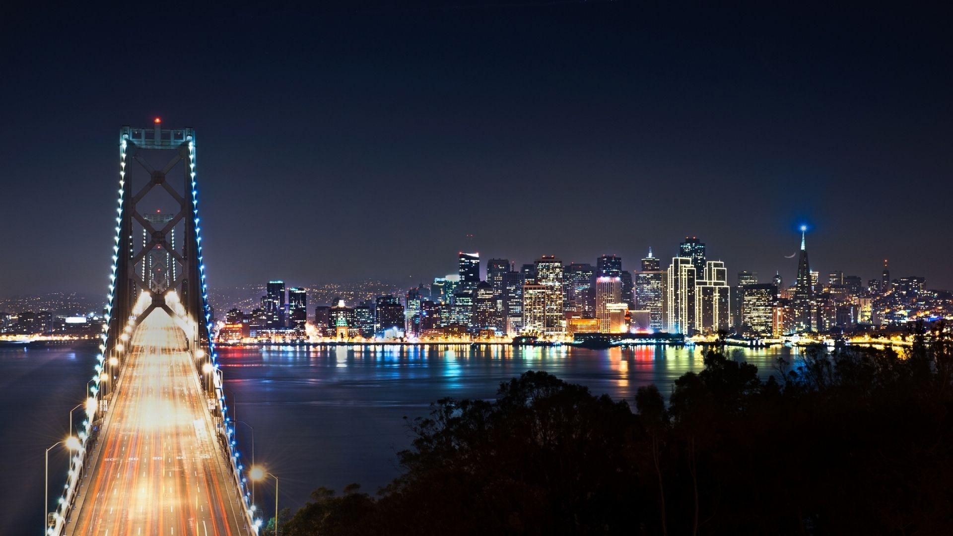 1920x1080 San francisco bridge night city wallpaper  file, Desktop