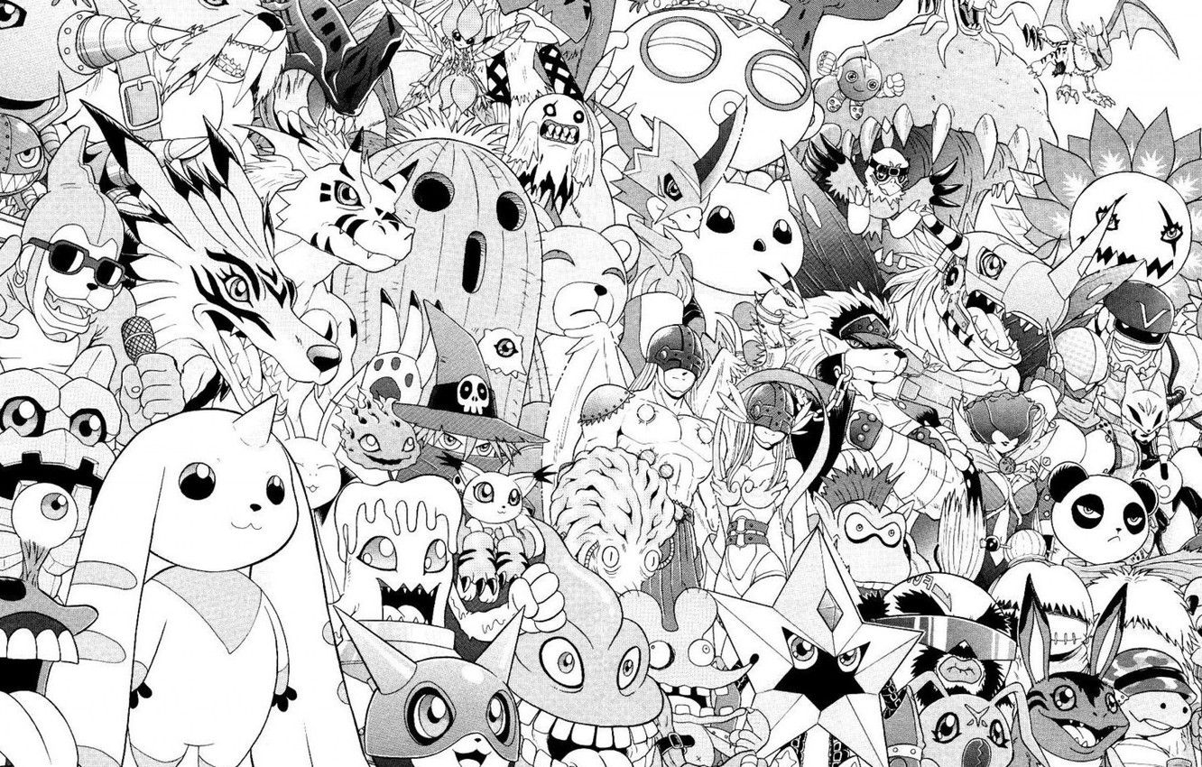 1340x850 Photo Wallpaper White, Anime, Black, Wallpaper, Manga, Desktop