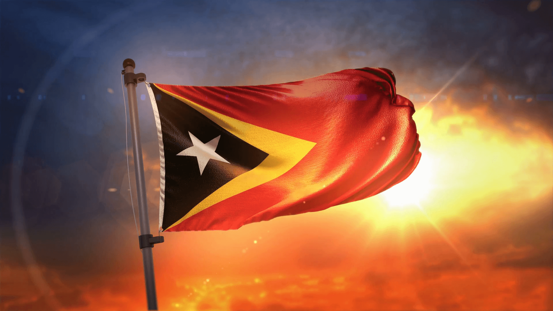 1920x1080 East Timor Flag Backlit At Beautiful Sunrise Loop Slow Motion 4K, Desktop