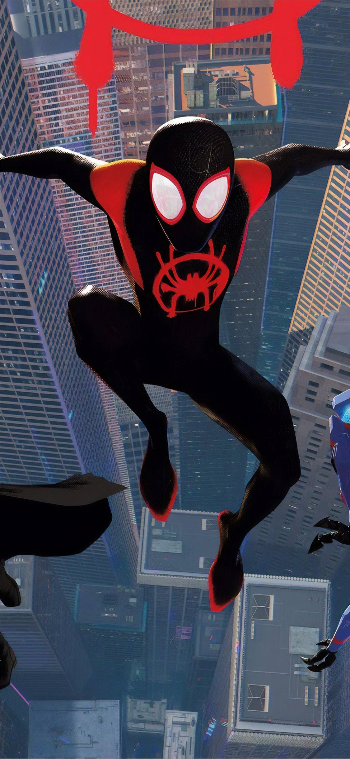 1130x2440 spiderman into the spider verse new poster art iPhone 11 Wallpaper Free Download, Phone